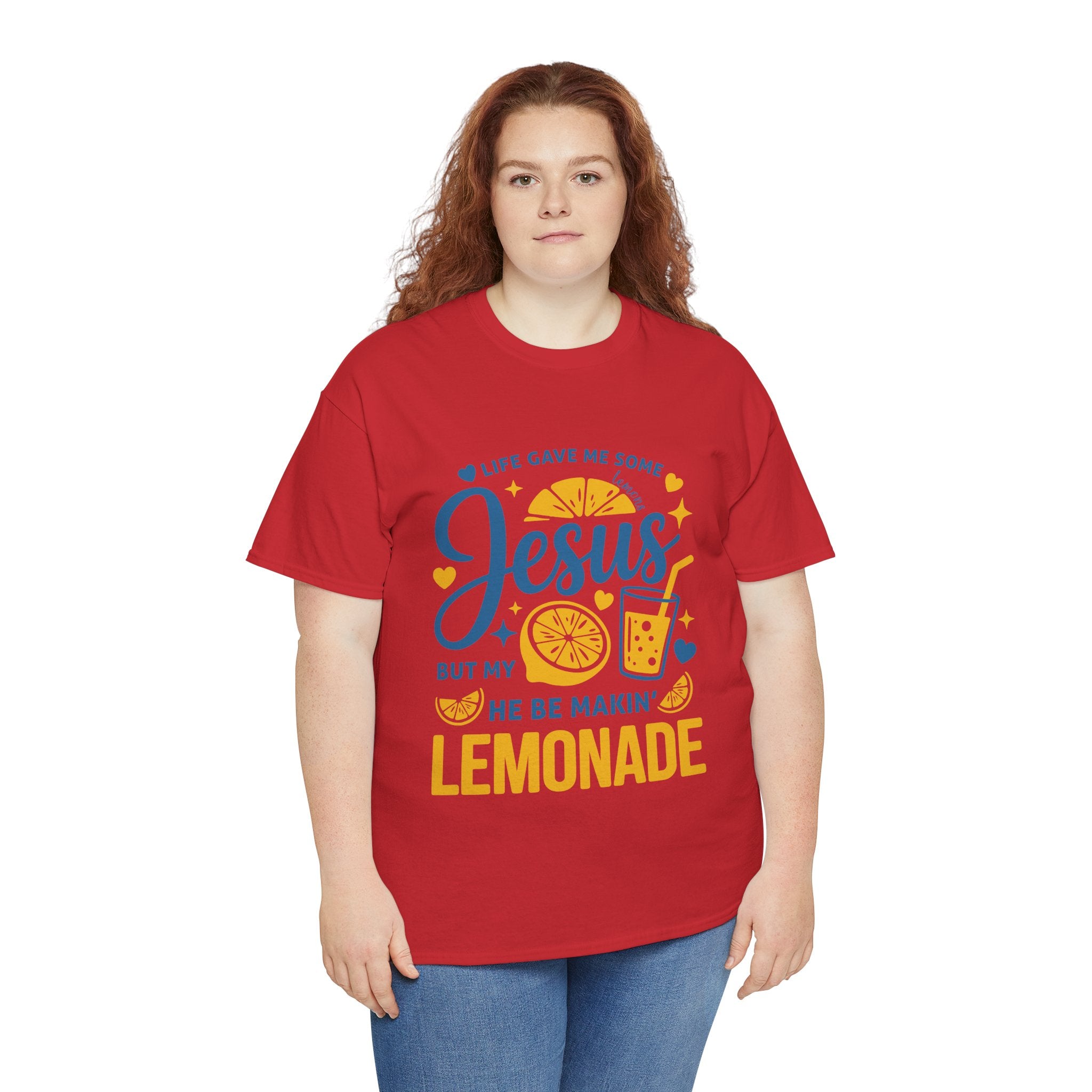 Christian Lemonade T-Shirt — “Life gave me some lemons but my Jesus He be makin’ lemonade”. Unisex Cotton Tee