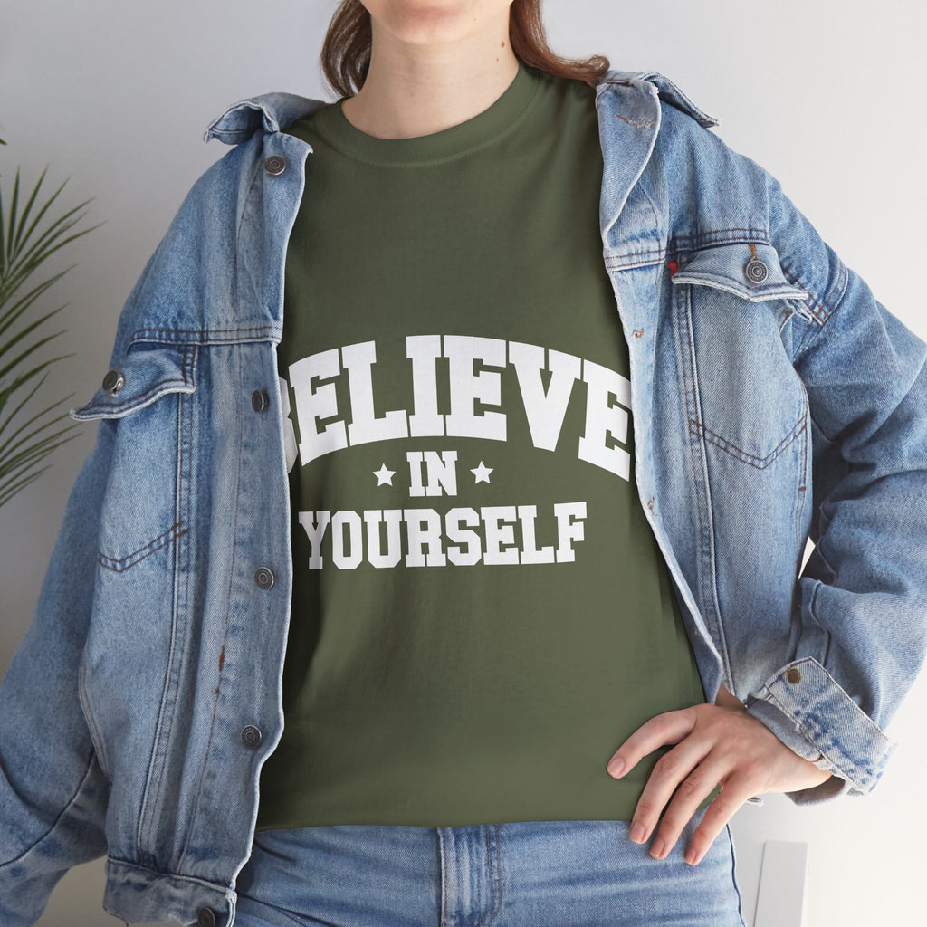 Believe in Yourself Varsity Unisex Cotton Tee