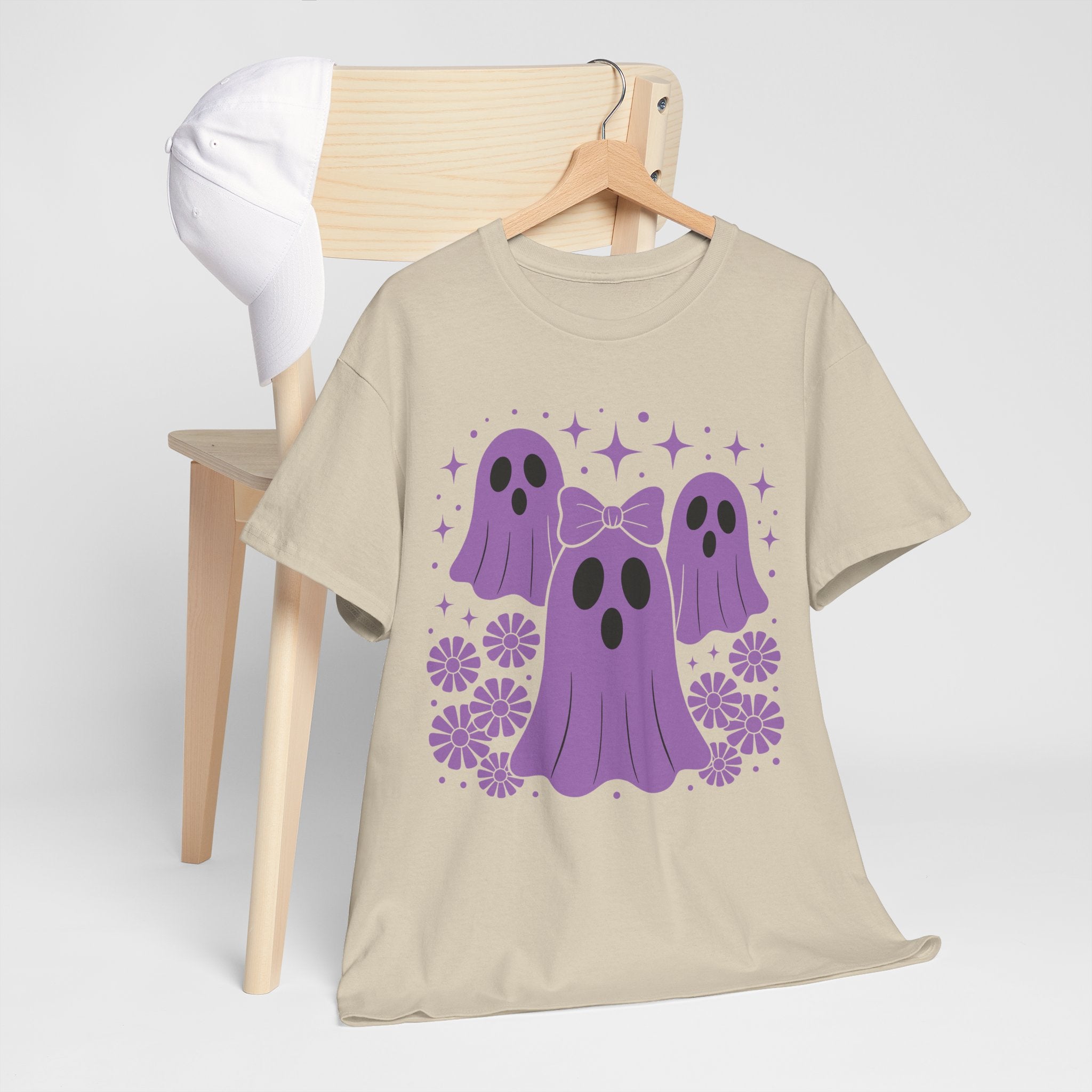 Purple Ghost Halloween Unisex Cotton Tee