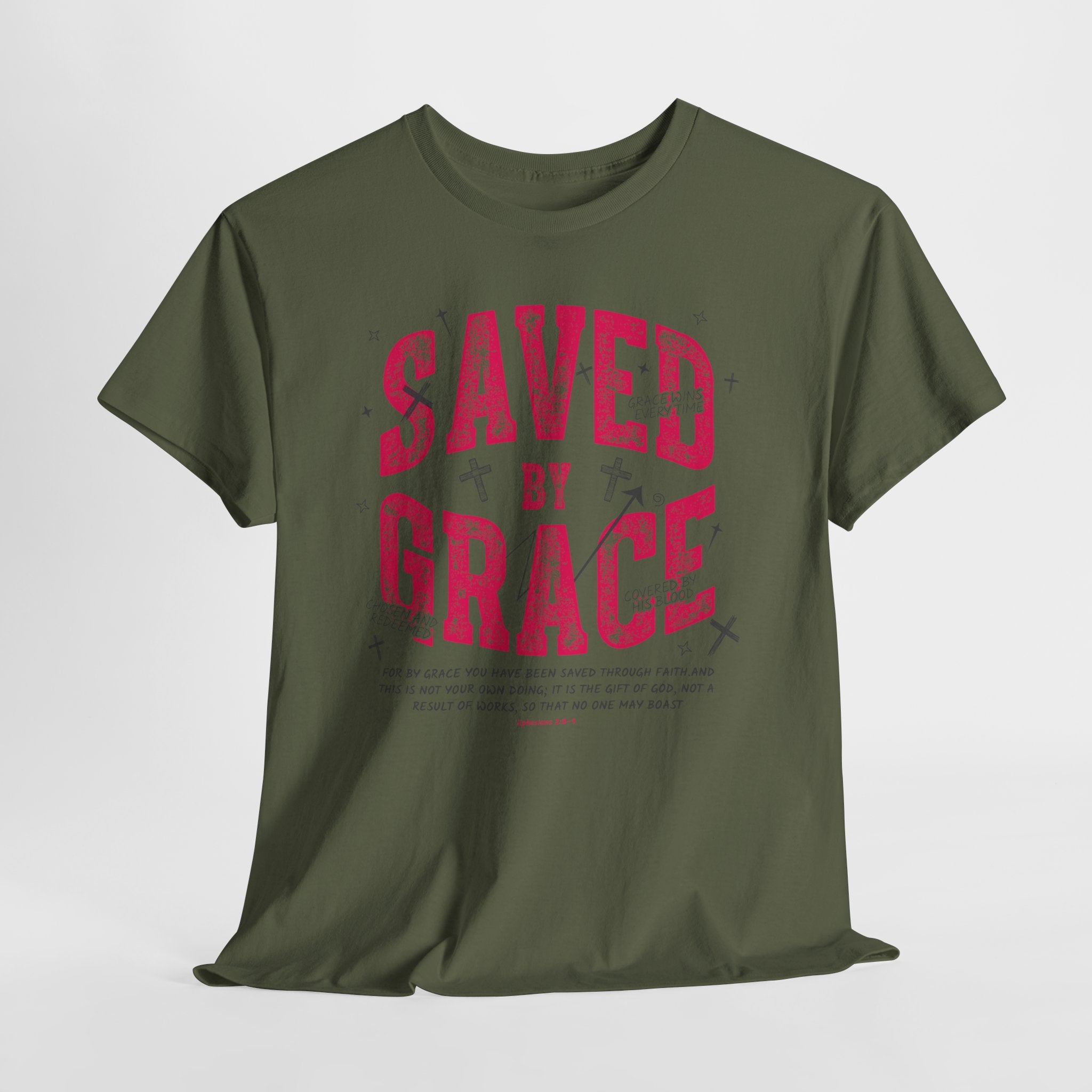 Saved by Grace Ephesians 2:8-9 Unisex Cotton T-Shirt