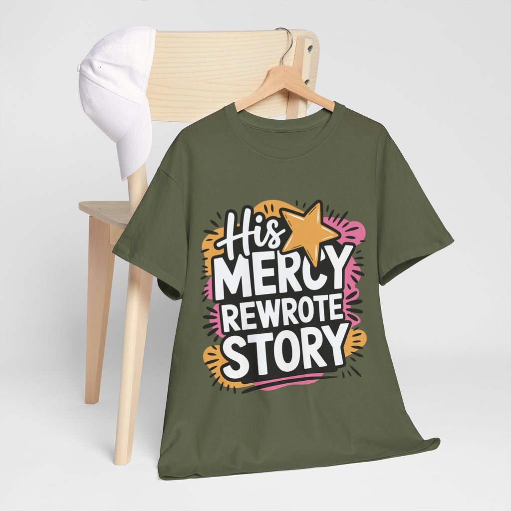 His Mercy Rewrote My Story Tee — Retro Christian Graphic T-Shirt