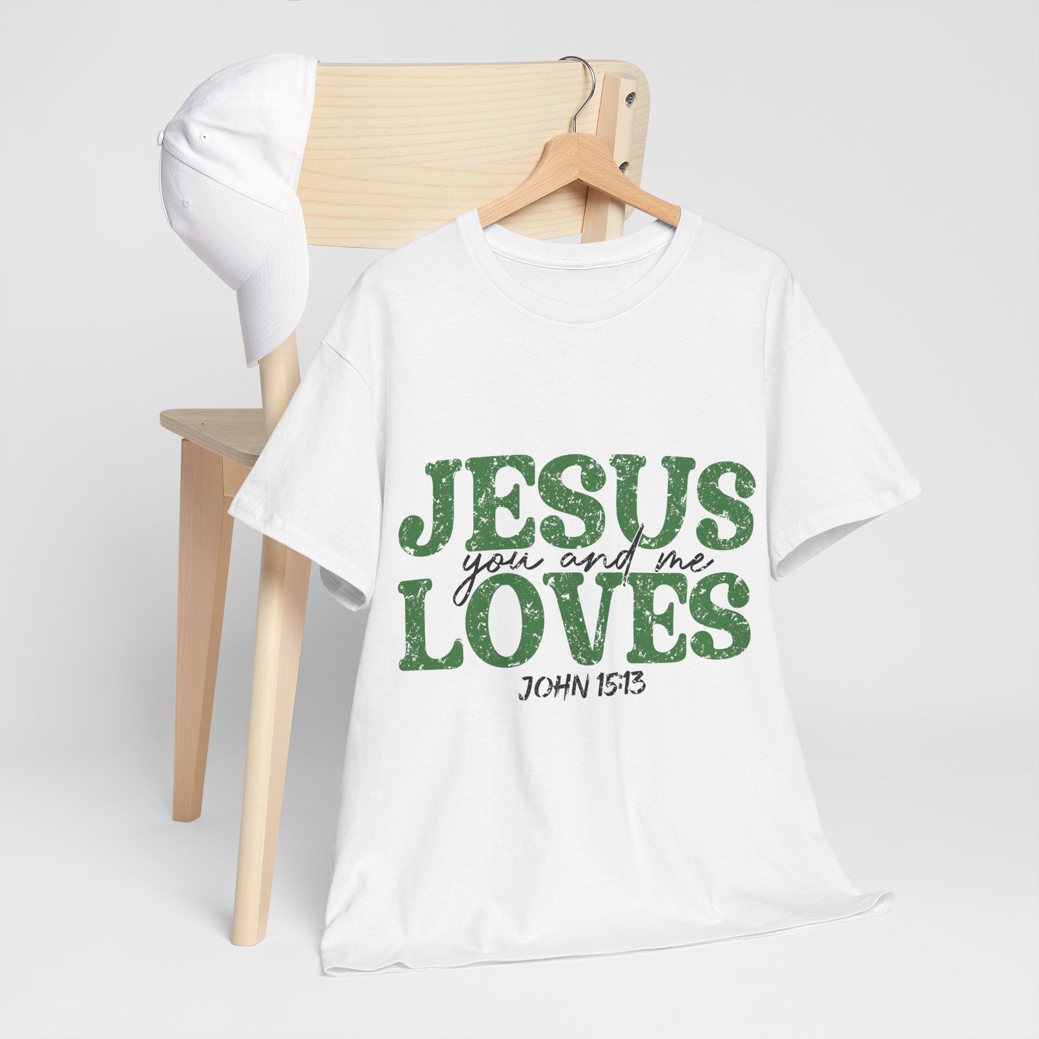 Jesus Loves Vintage Tee — Green Retro Christian Unisex Cotton T-Shirt
