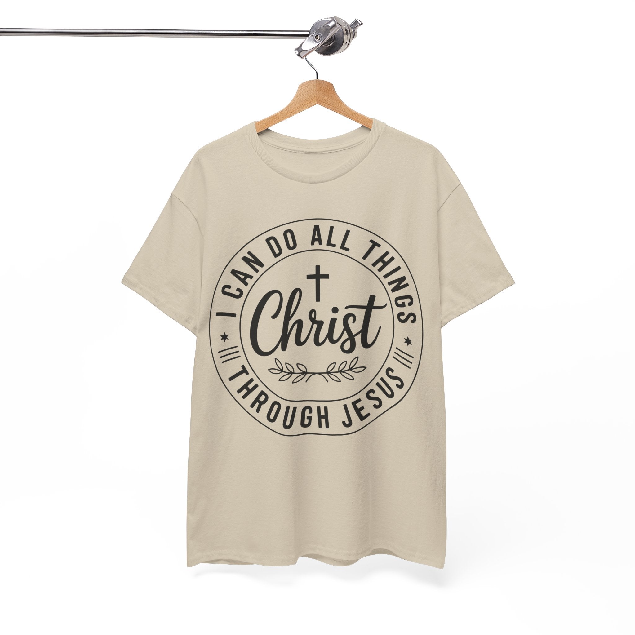 Christian Cross T‑Shirt — "I Can Do All Things Through Christ" Unisex Cotton tee