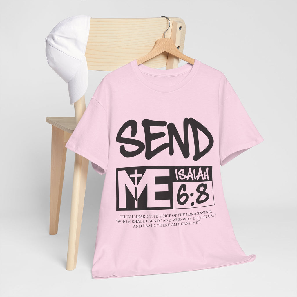 Send Me Isaiah 6:8 Christian T-Shirt — Cross Faith Unisex Cotton Tee