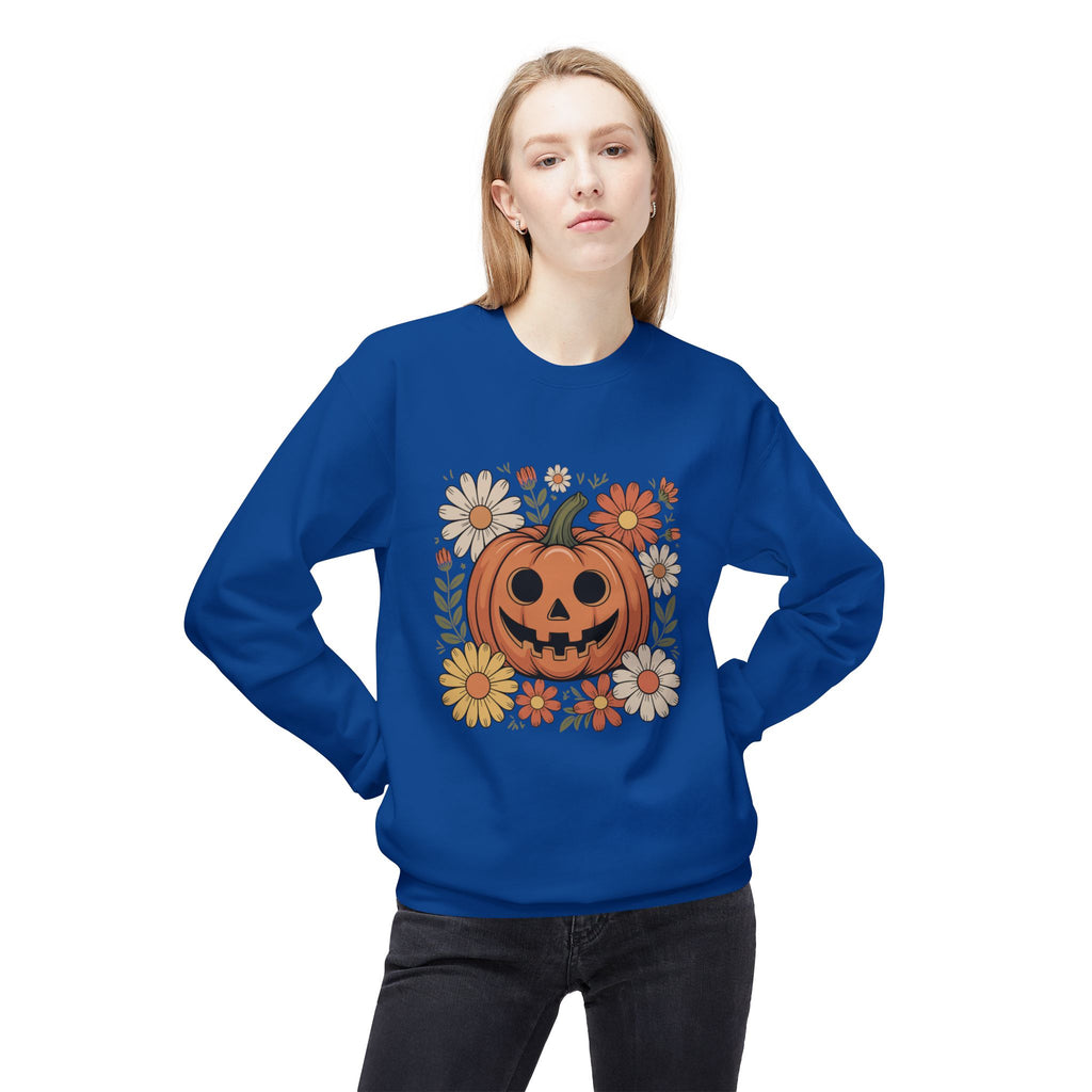 Halloween Pumpkin Floral Crewneck Unisex Sweatshirt