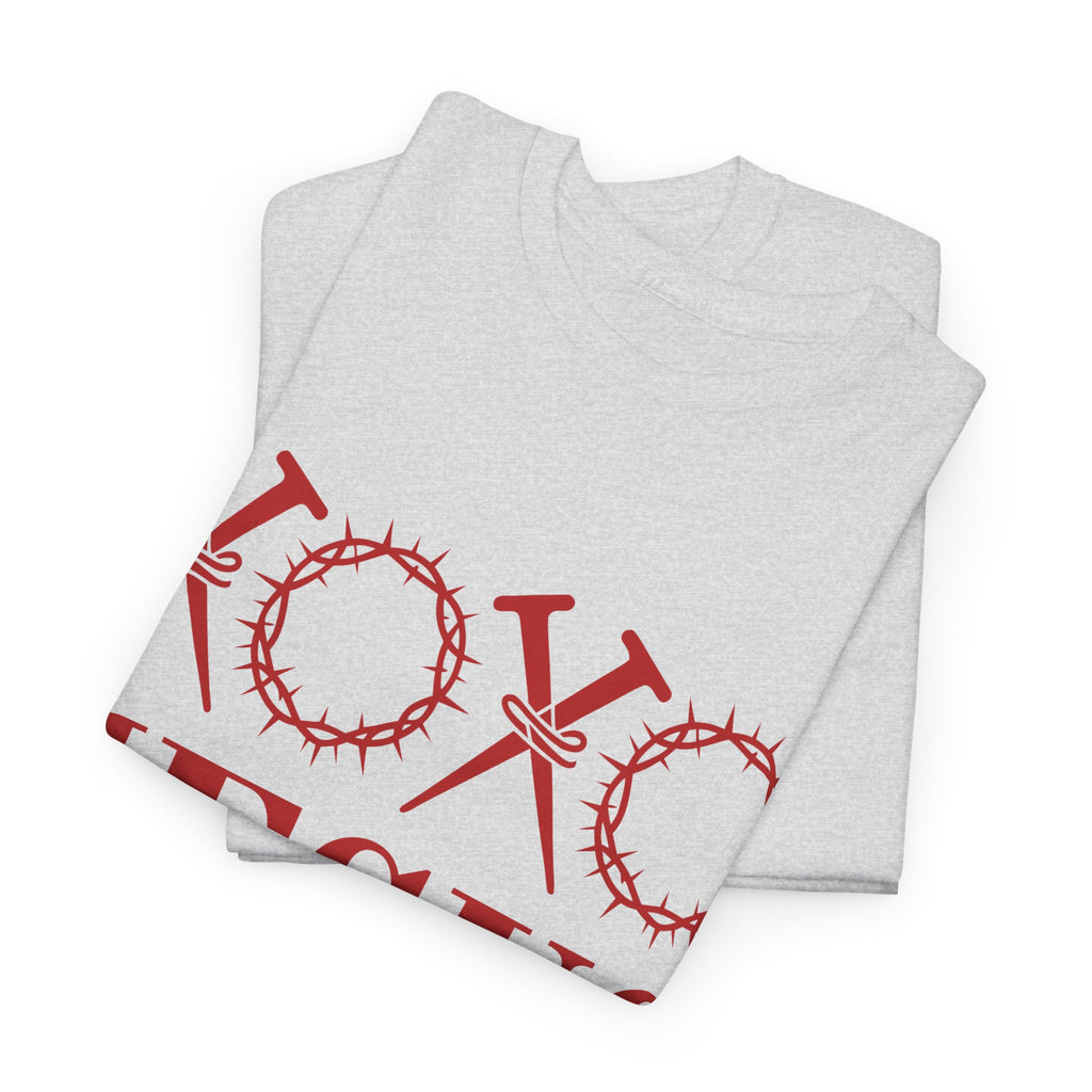 Christian Valentine T-Shirt — "XOXO Jesus Love Life" Nails & Thorn Crown Design Unisex Cotton Tee