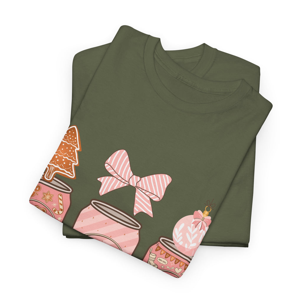 Merry Pop Christmas Soda Can Tee — Pastel Holiday Graphic Unisex Cotton T-Shirt