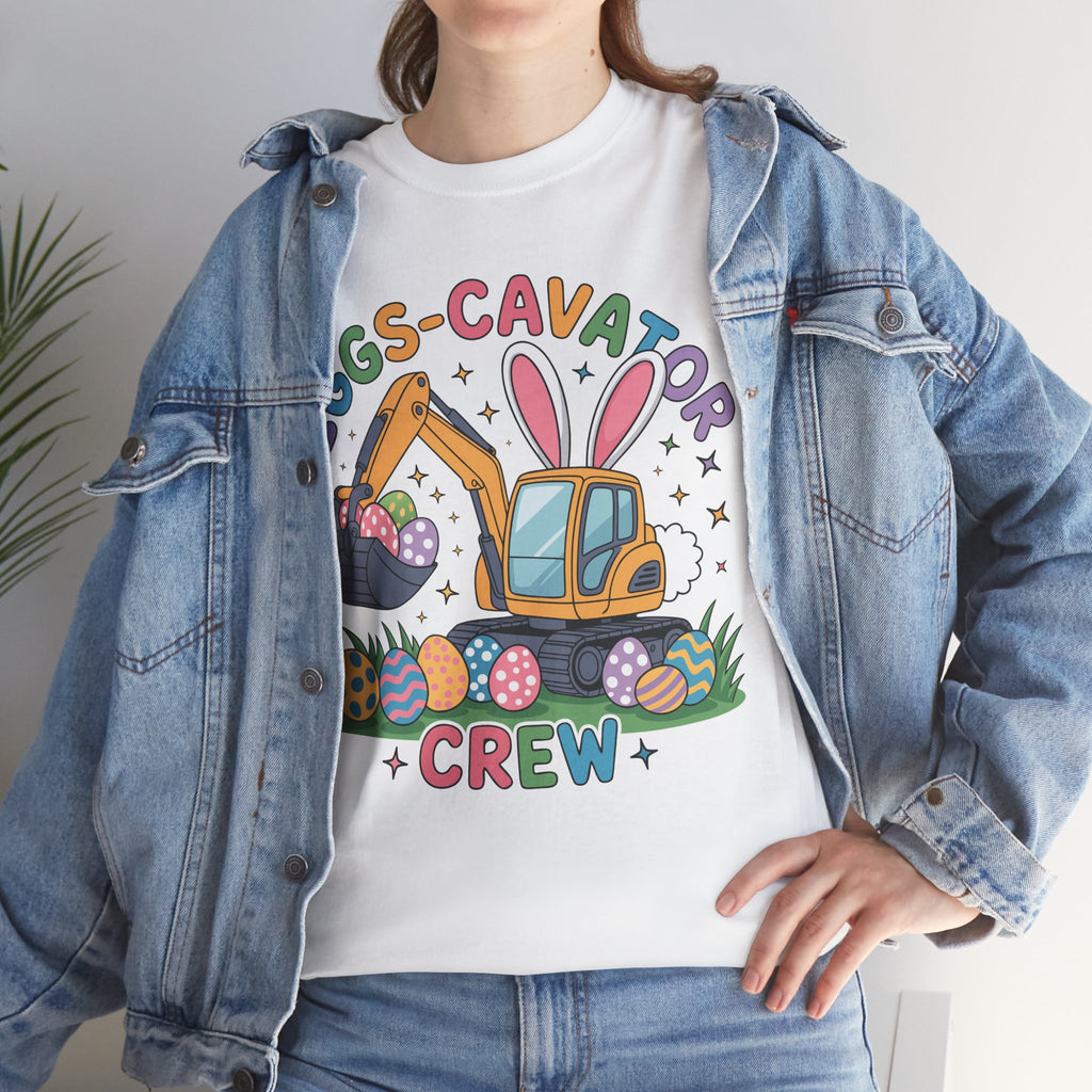 Easter 'Eggs-cavator Crew' Kids Tee — Excavator Bunny & Eggs Unisex Cotton Tee