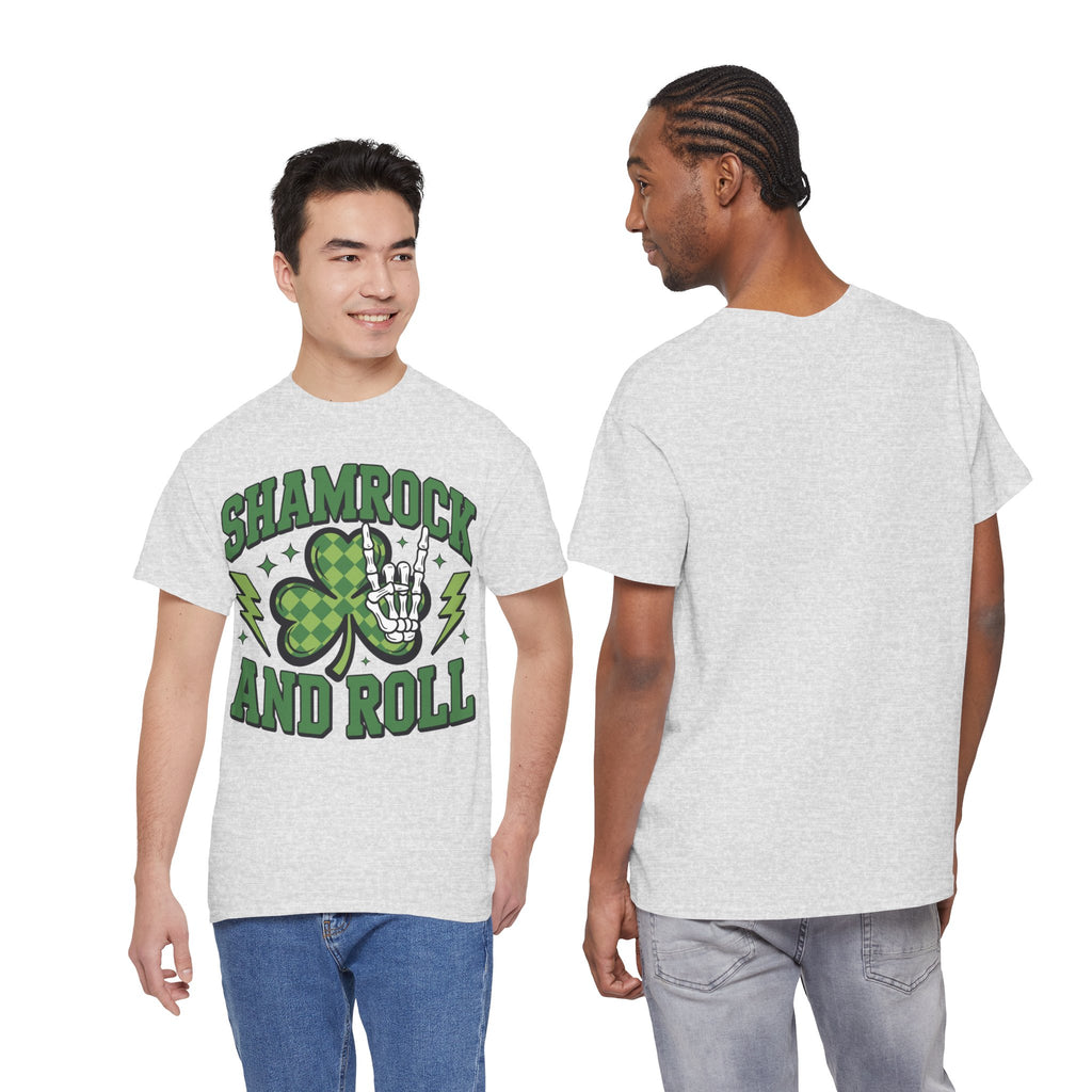 Shamrock and Roll Tee — Skeleton Hand & Lightning St. Patrick’s Rock Unisex Cotton Shirt