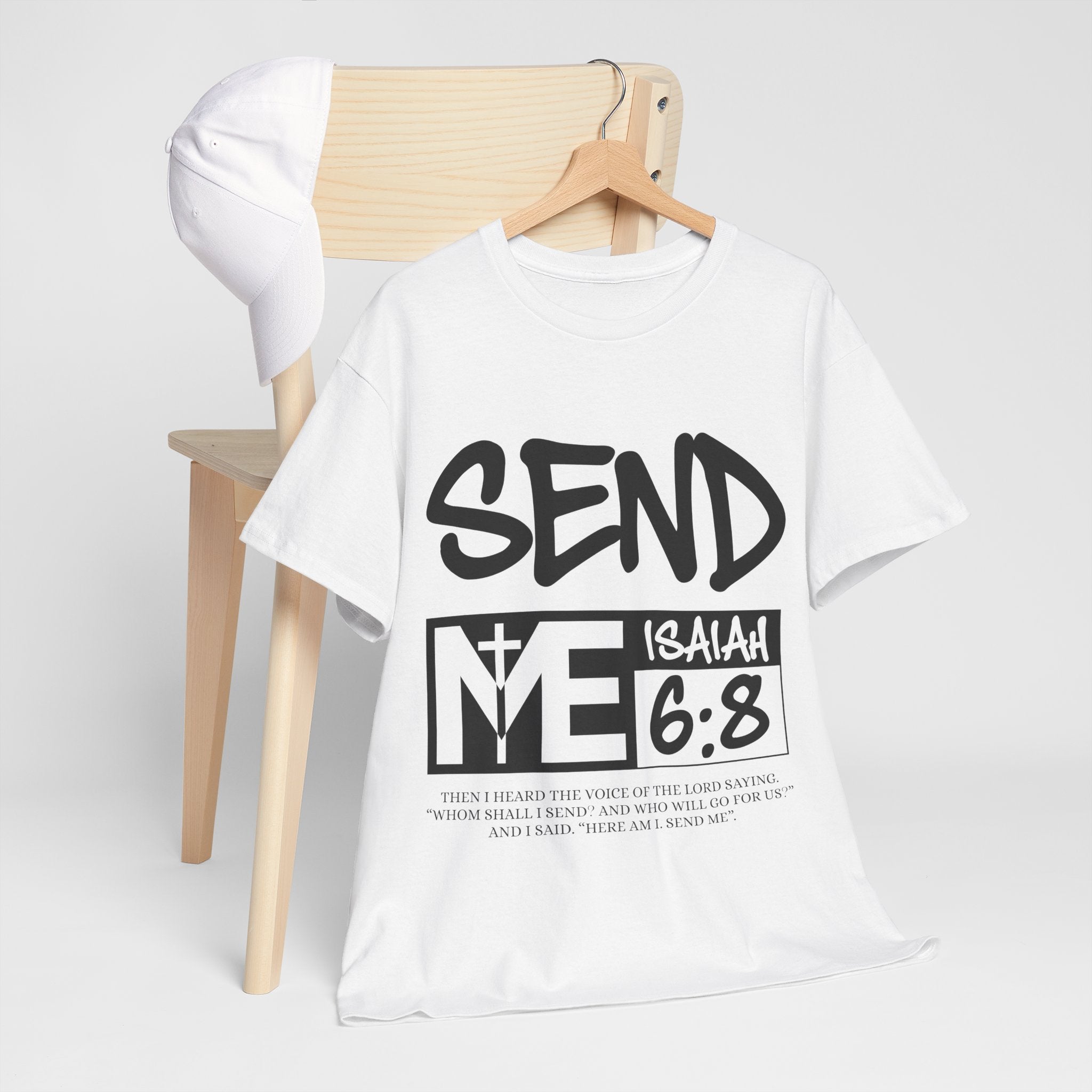 Send Me Isaiah 6:8 Christian T-Shirt — Cross Faith Unisex Cotton Tee