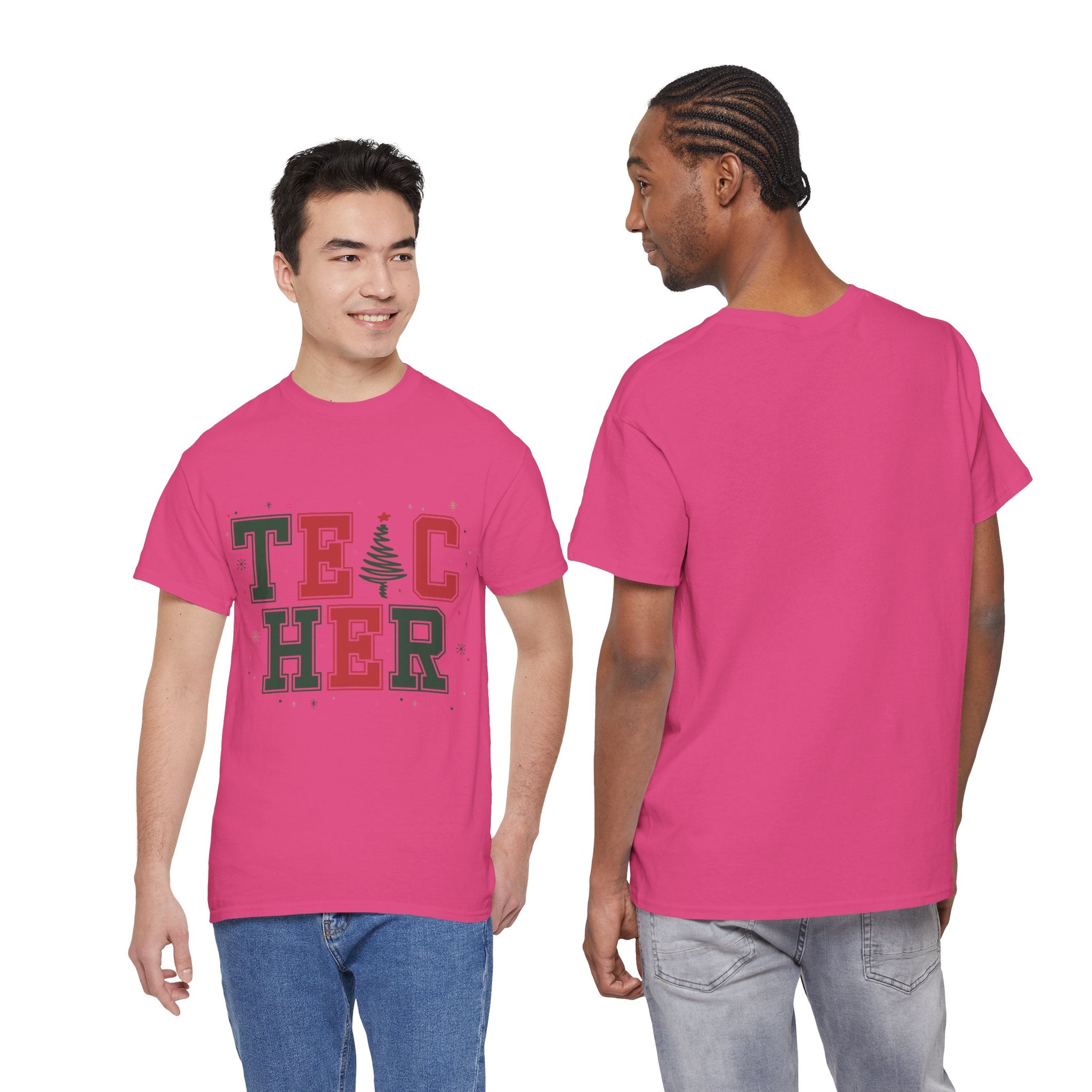 Teacher Christmas Varsity T-Shirt — Red & Green Holiday Unisex Cotton Tee