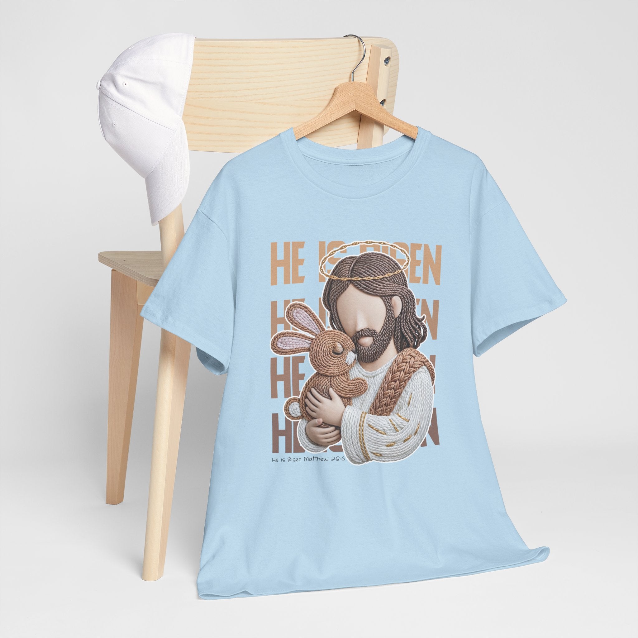 He Is Risen Matthew 28:6 Jesus With Lamb Unisex Cotton T-Shirt