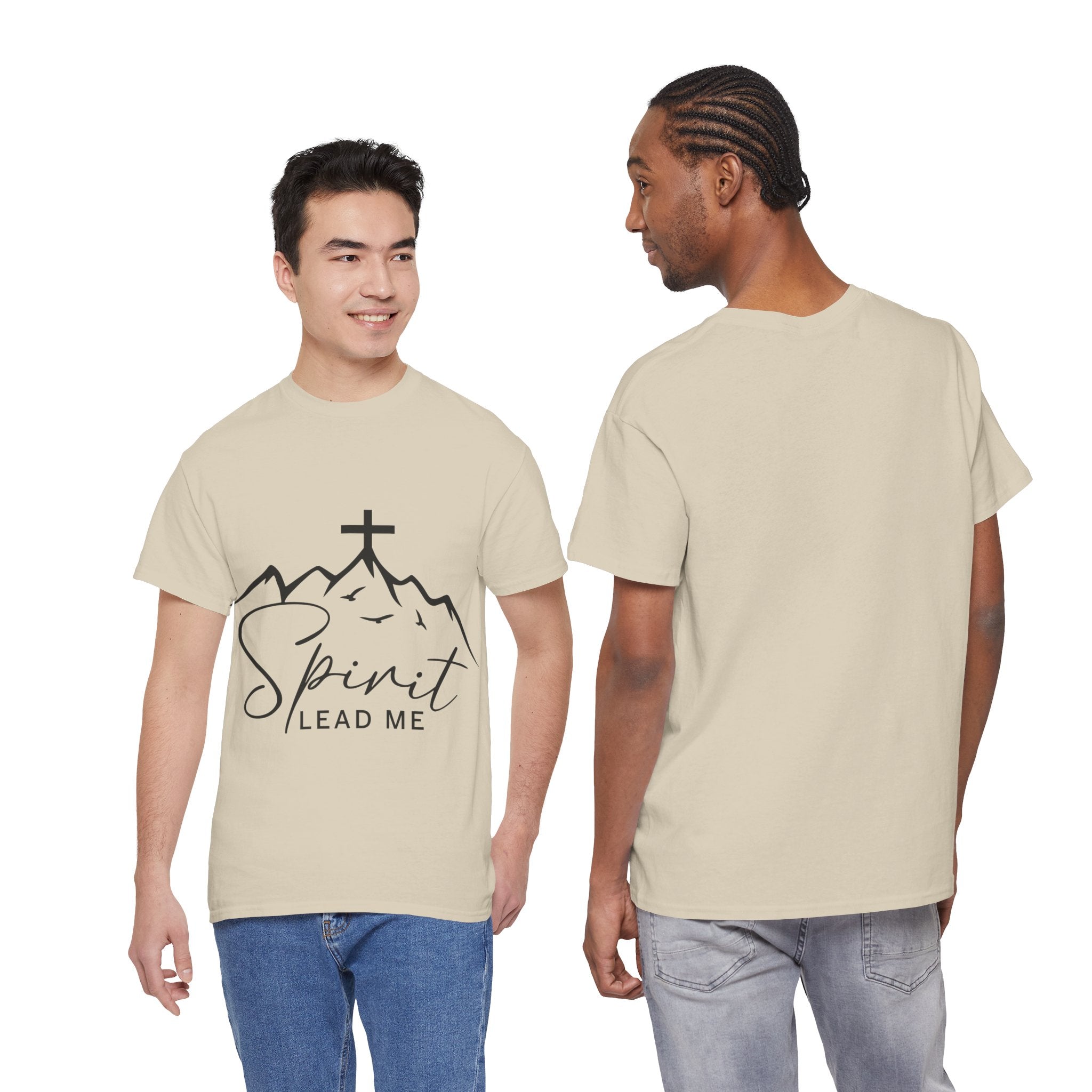 Spirit Lead Me Christian T‑Shirt — Minimalist Cross Unisex Cotton Tee
