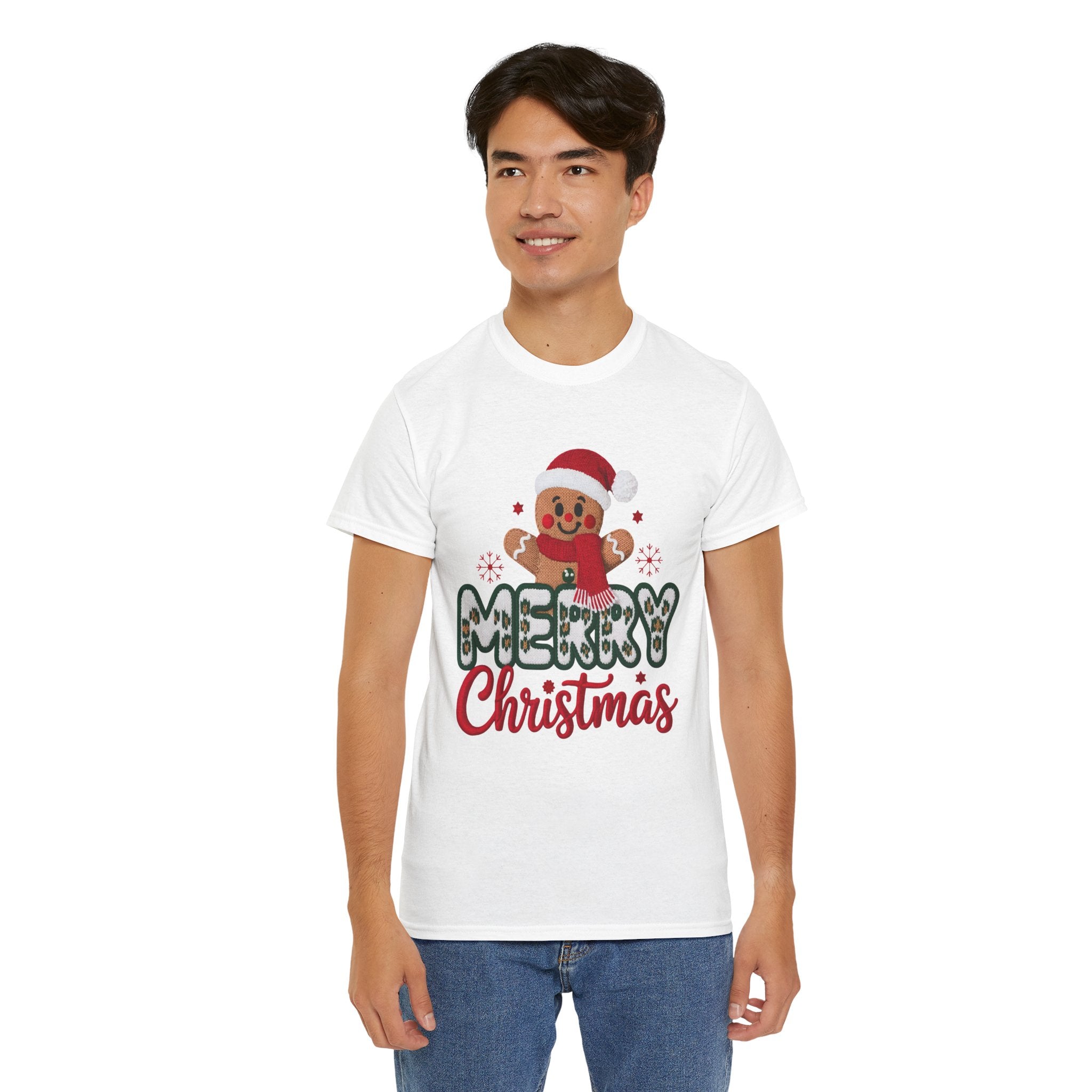Gingerbread Santa 'Merry Christmas' Unisex Cotton Tee T-Shirt