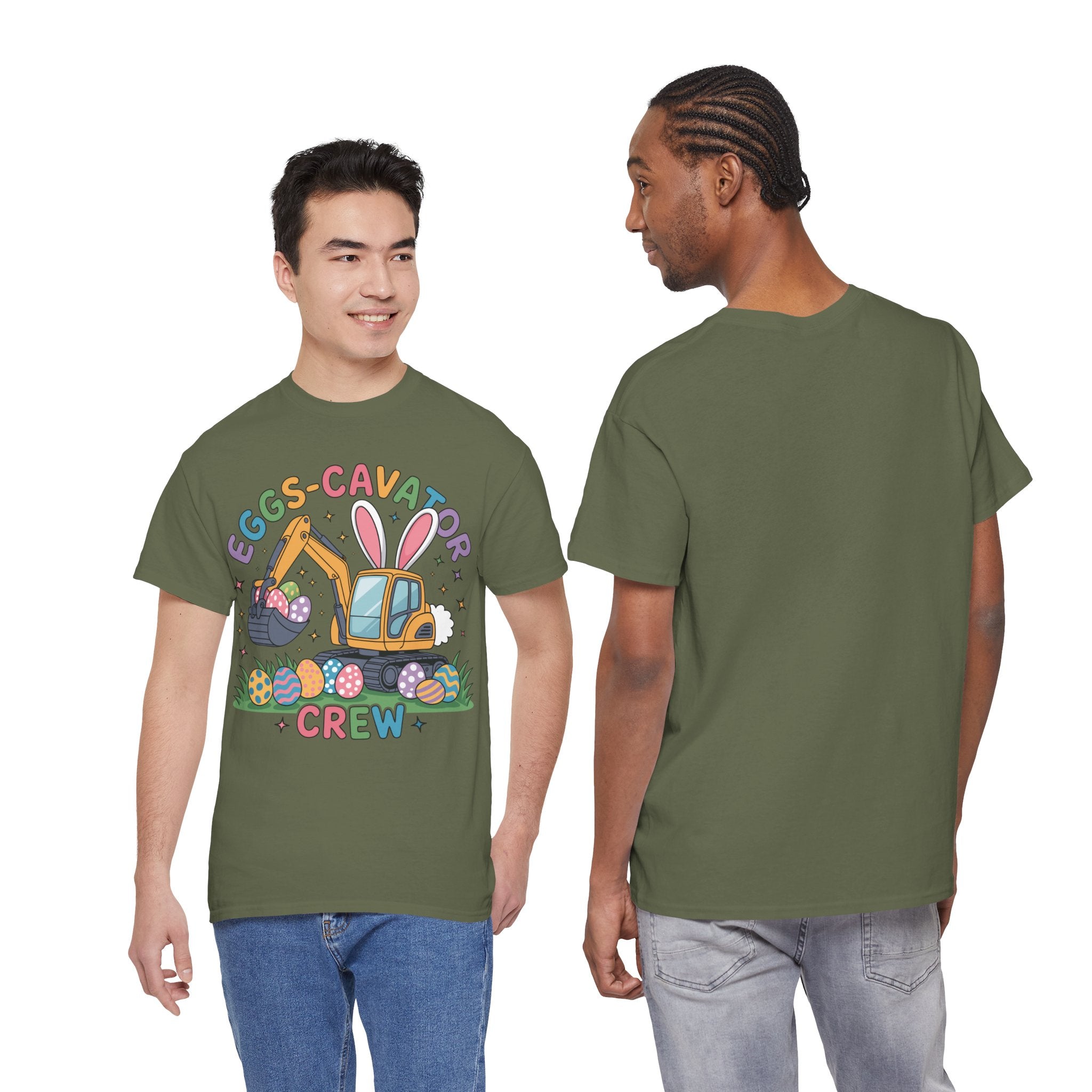 Easter 'Eggs-cavator Crew' Kids Tee — Excavator Bunny & Eggs Unisex Cotton Tee