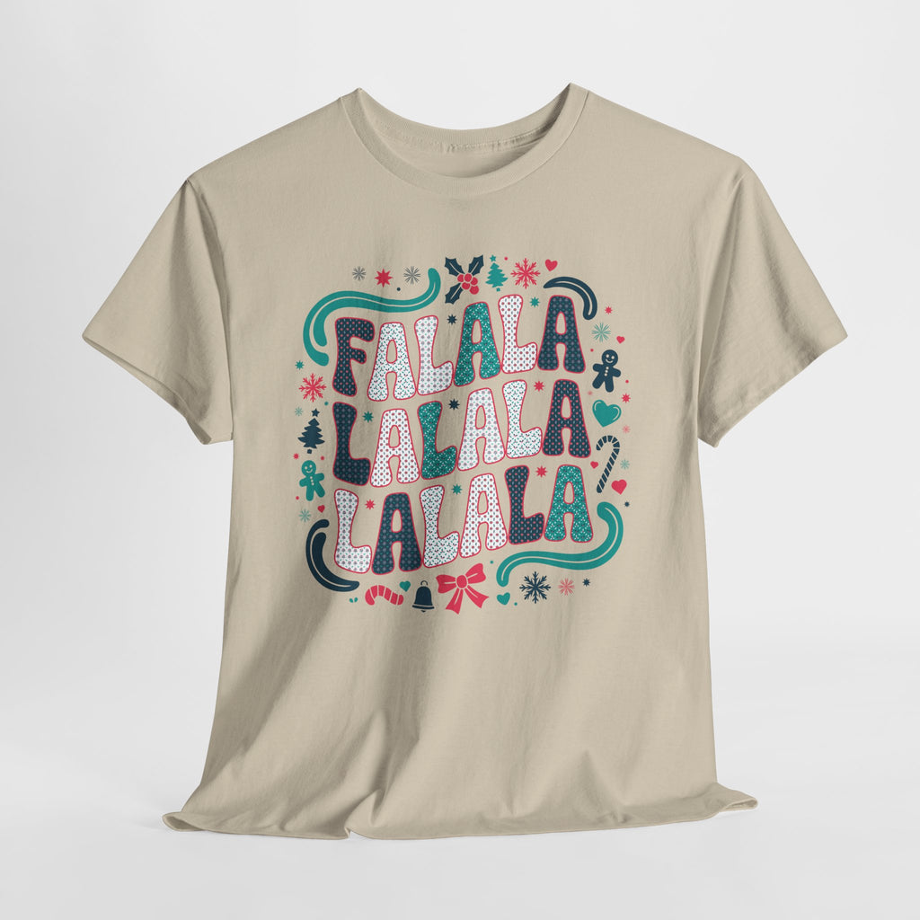 Fa La La La La Christmas T-Shirt — Festive Candy Cane & Gingerbread Holiday Unisex Cotton Tee