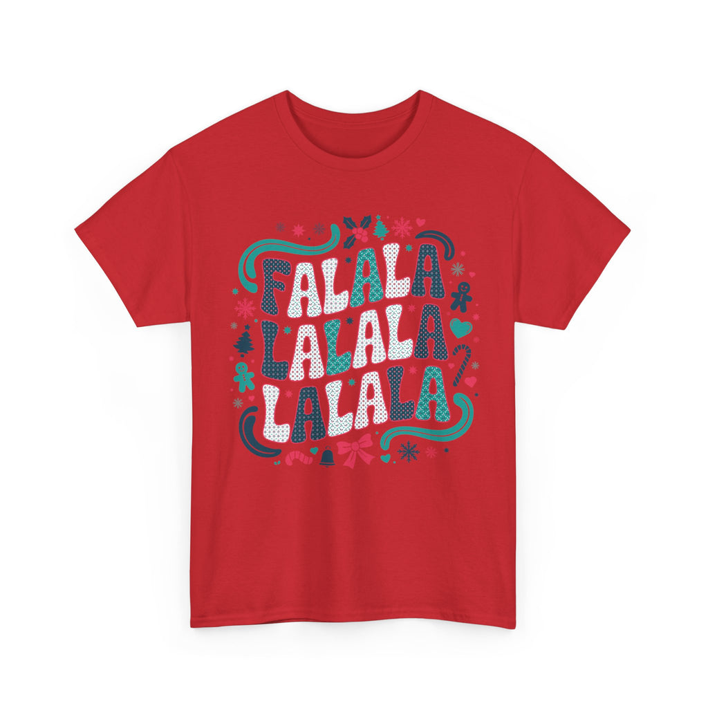 Fa La La La La Christmas T-Shirt — Festive Candy Cane & Gingerbread Holiday Unisex Cotton Tee