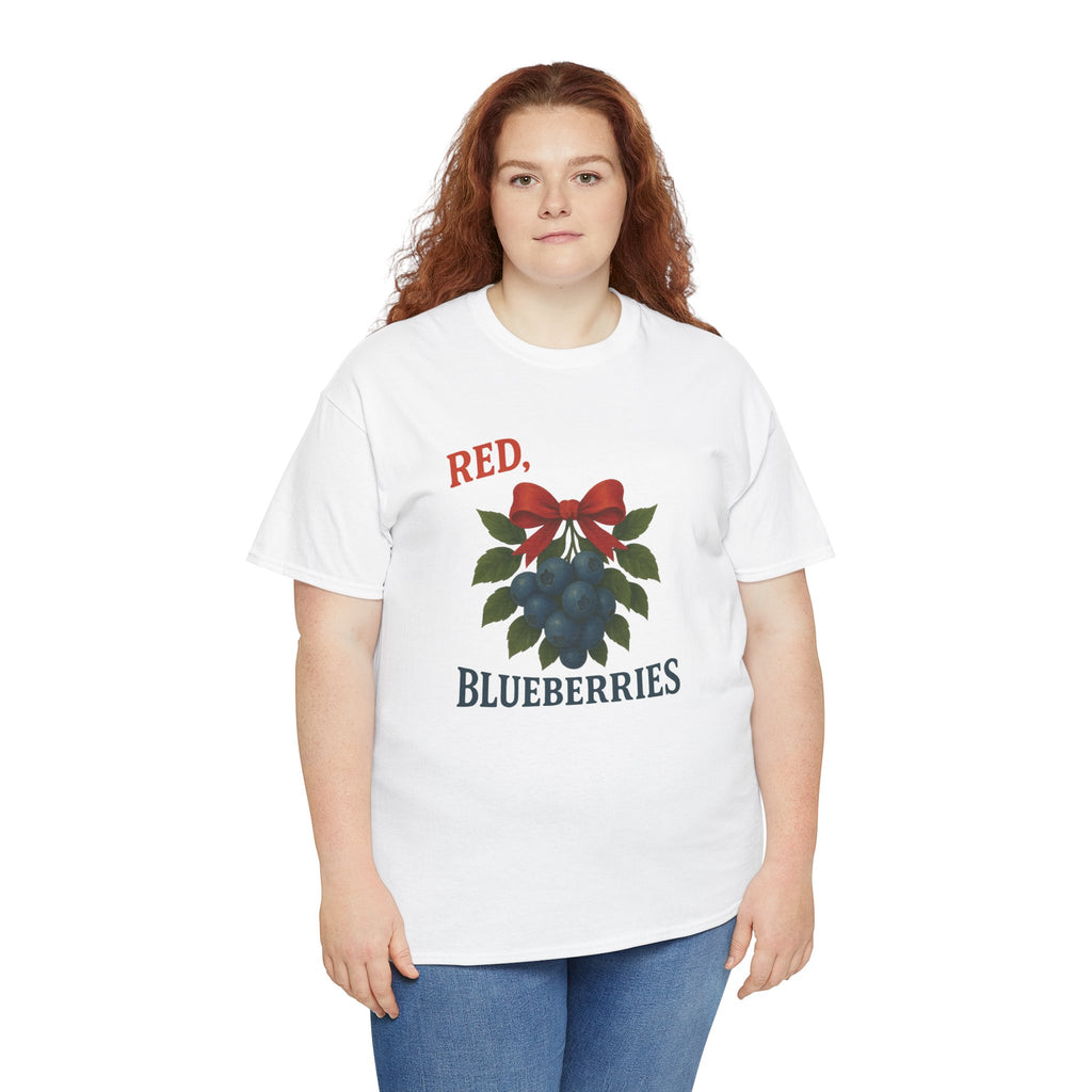 Red, White & Blueberries T-Shirt — Patriotic Blueberry Graphic Unisex Cotton Tee