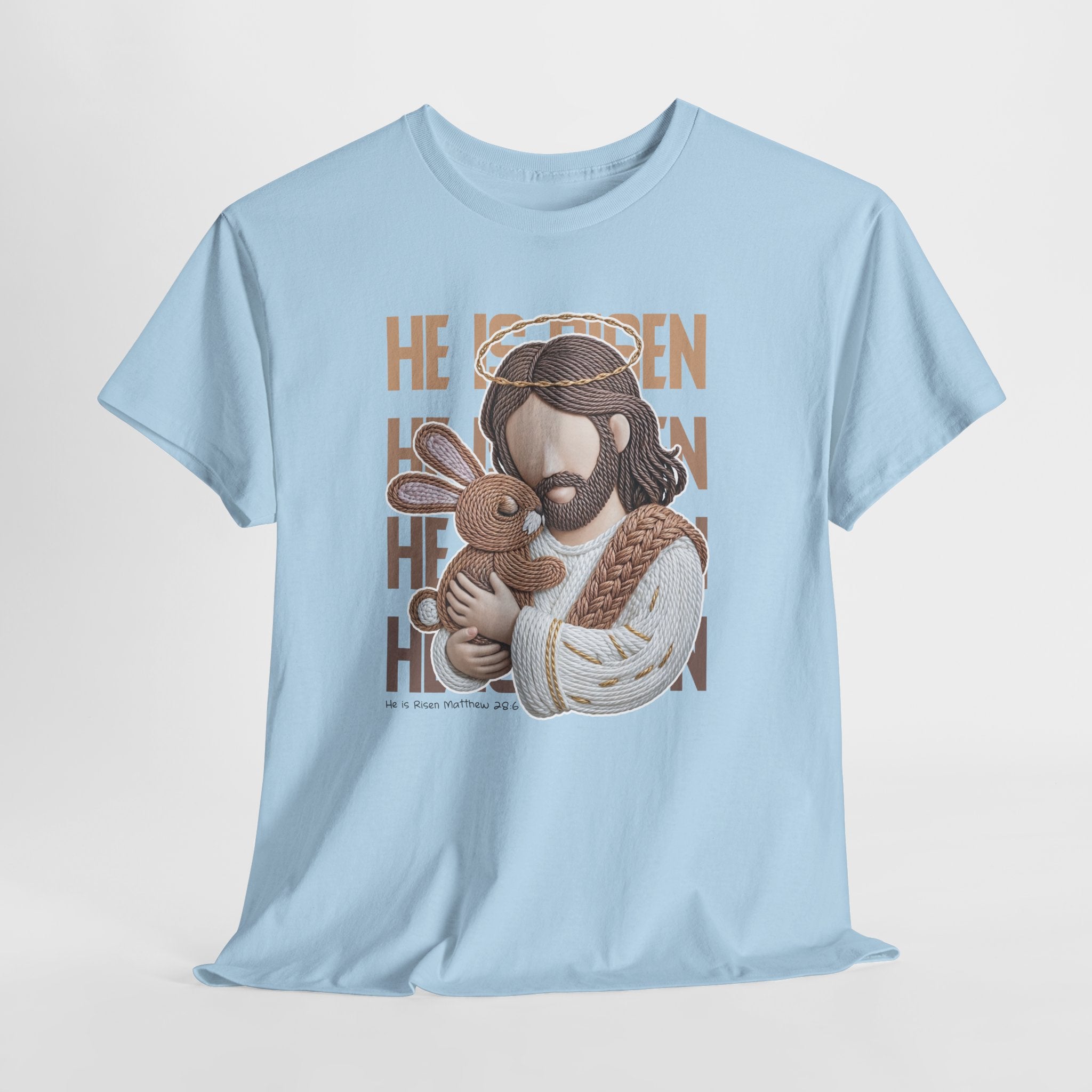 He Is Risen Matthew 28:6 Jesus With Lamb Unisex Cotton T-Shirt