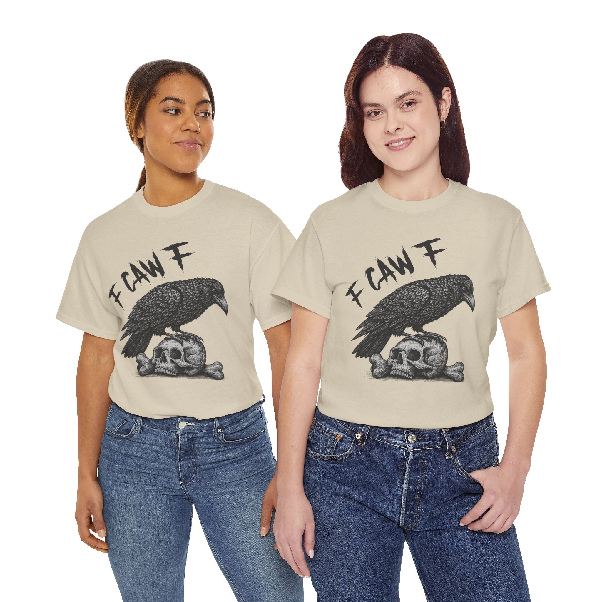 Gothic Crow & Skull T-Shirt — Dark Gothic Skull Unisex Cotton Tee