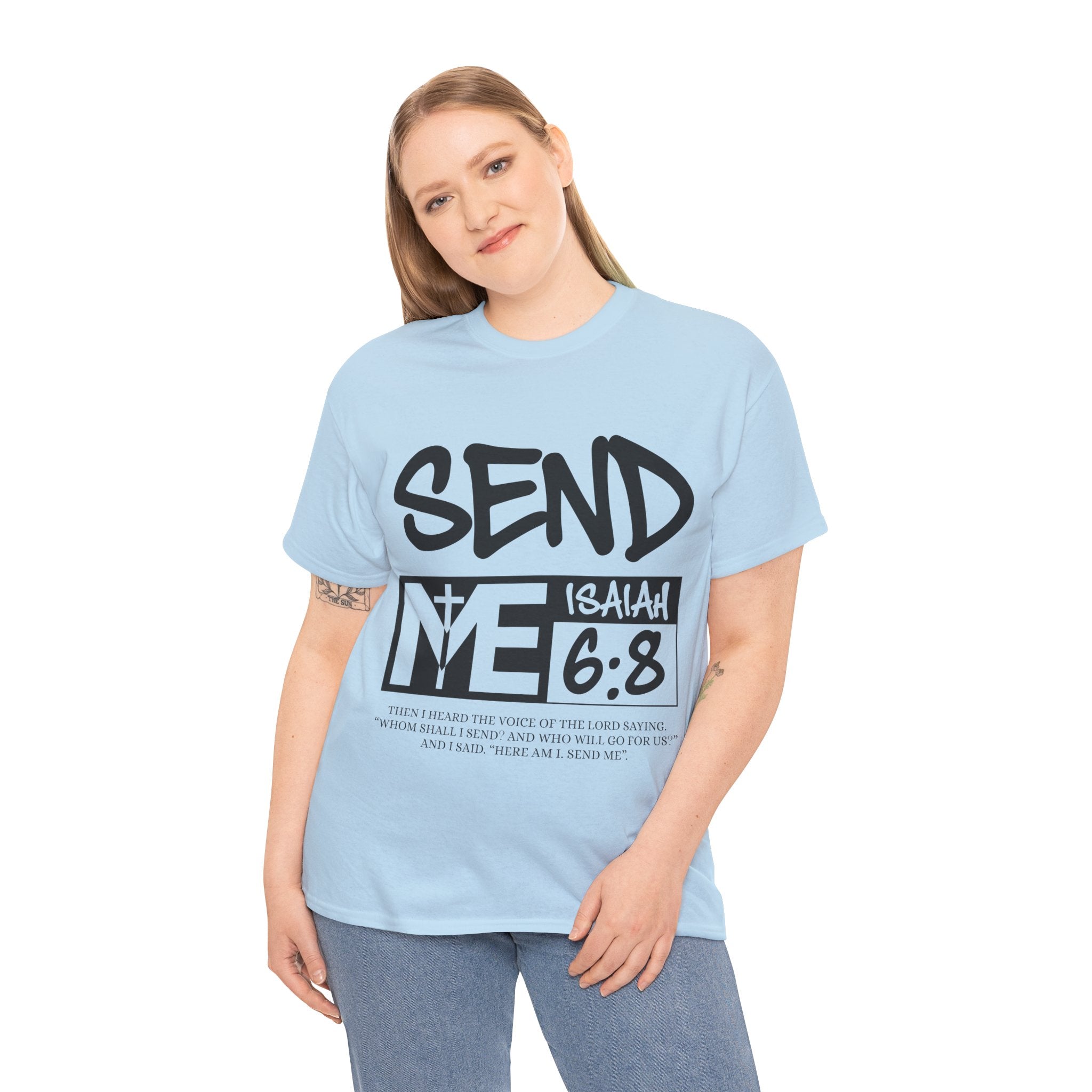 Send Me Isaiah 6:8 Christian T-Shirt — Cross Faith Unisex Cotton Tee
