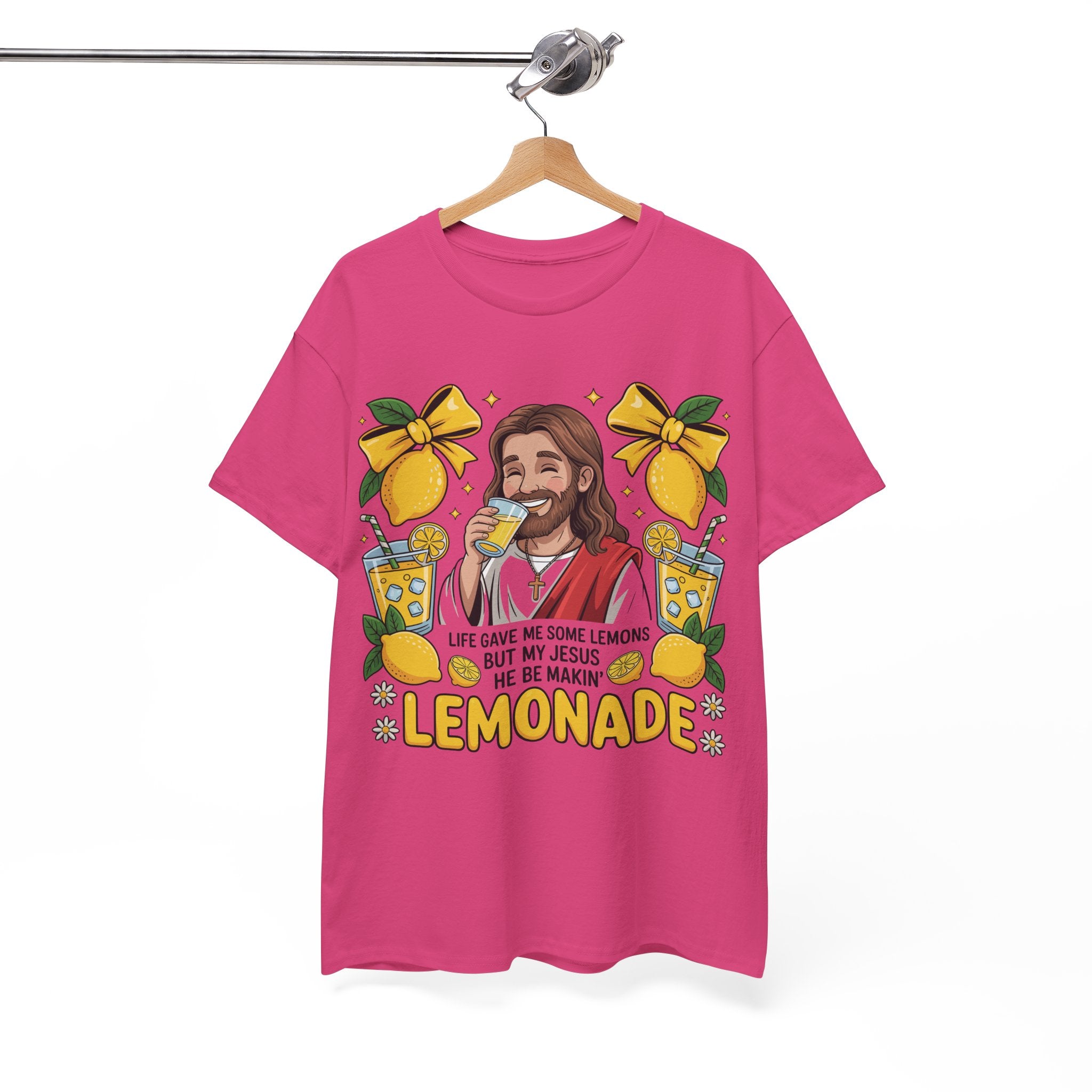 Jesus Drinking Lemonade T-Shirt — "Life Gave Me Some Lemons" Christian Unisex Cotton Tee