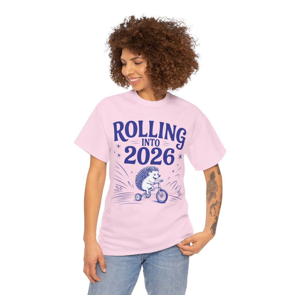 Rolling Into 2026 Hedgehog Tricycle Unisex Cotton Tee