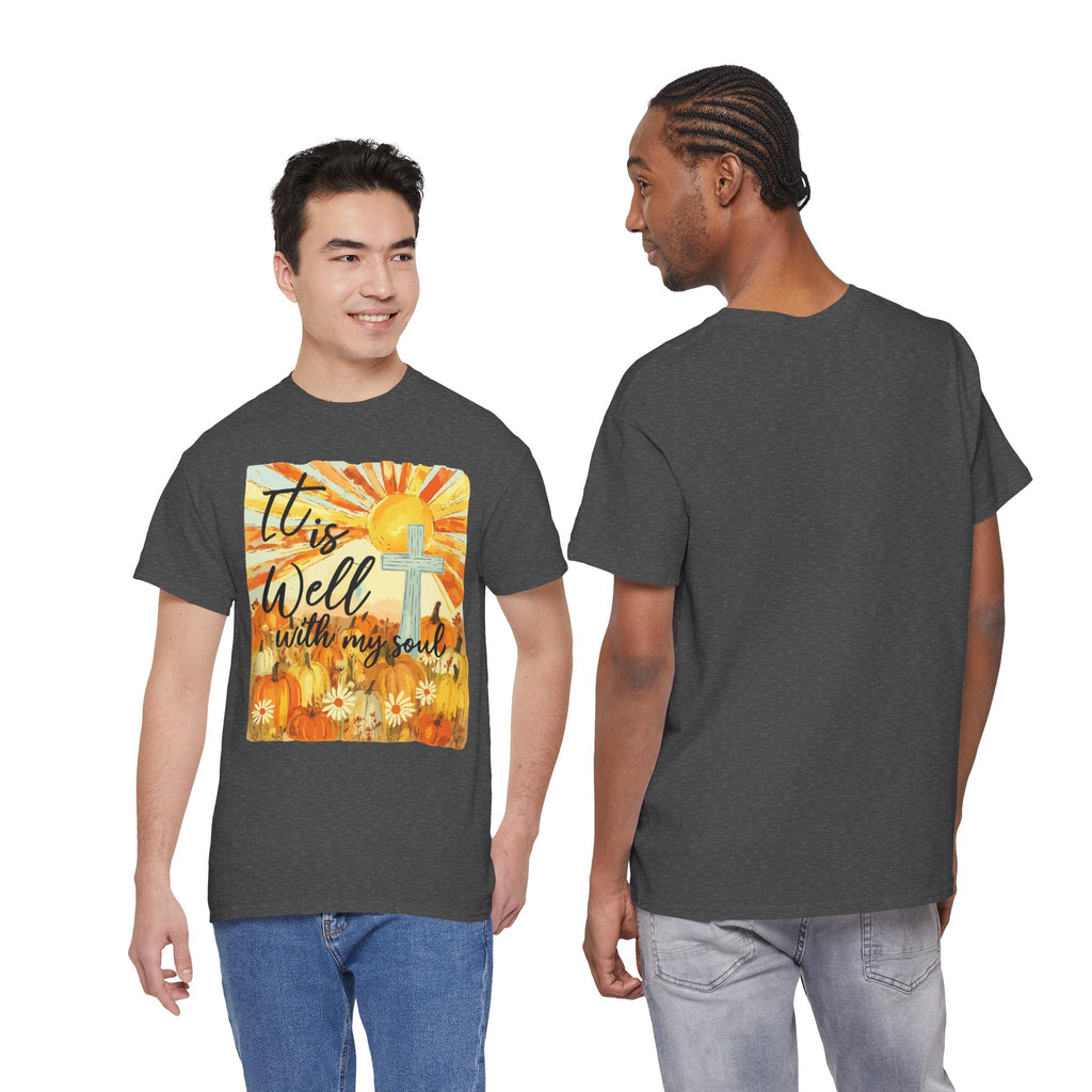 It Is Well With My Soul Pumpkin Sunrise Unisex Cotton T-Shirt