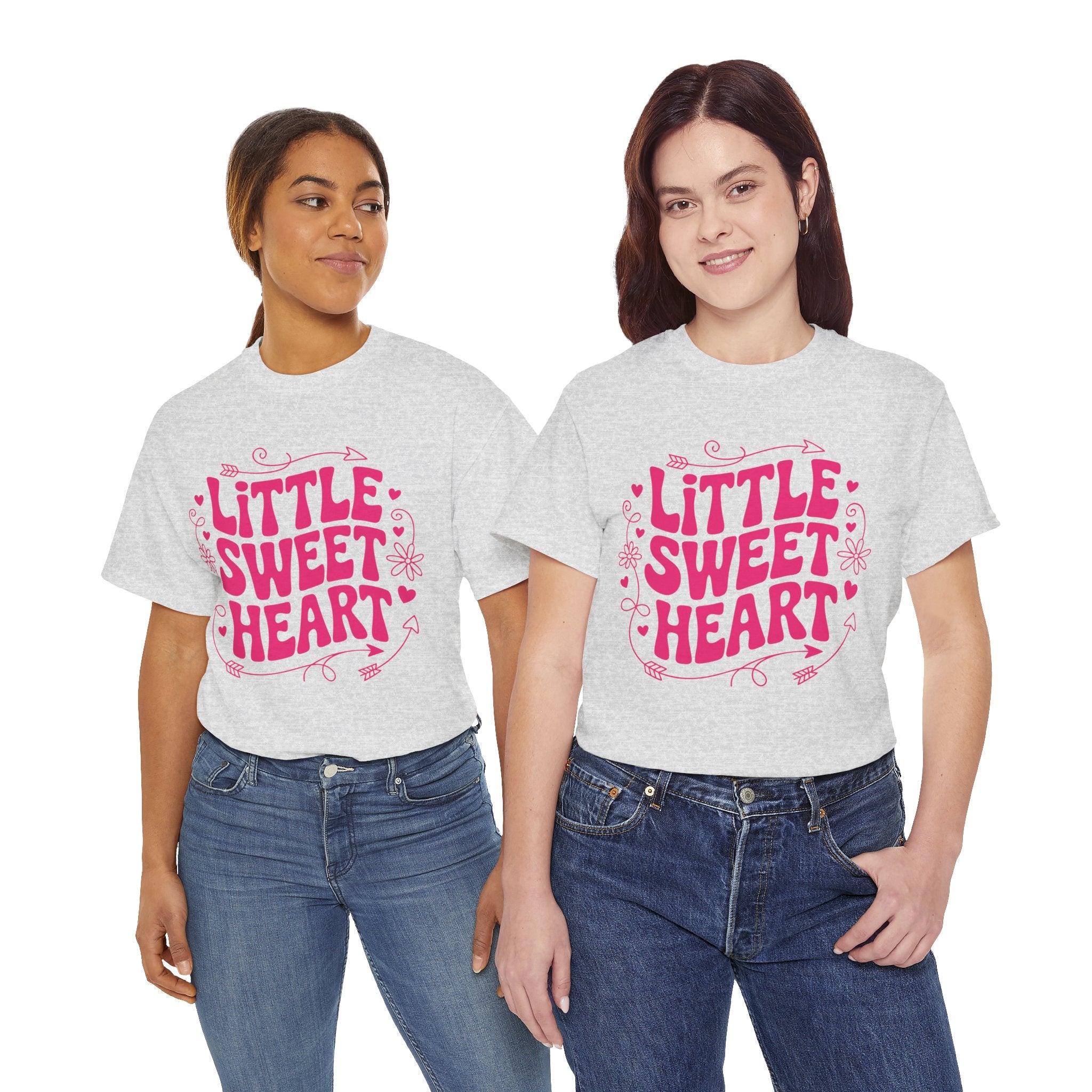 Little Sweetheart Retro Tee — Cute Red Hearts & Flowers Graphic Unisex Cotton Tee