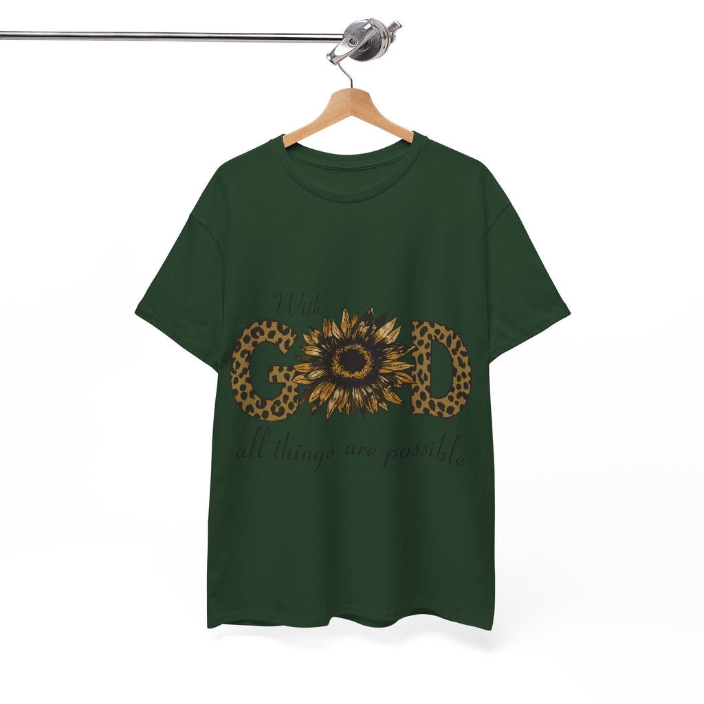 GOD Leopard Print Sunflower Unisex Cotton Tee