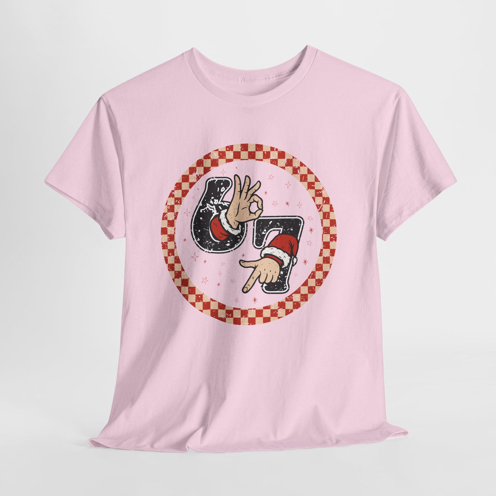 Retro Christmas Tee — Santa '67' & 'Y'all' Red Checkered Graphic.Unisex Cotton Tee