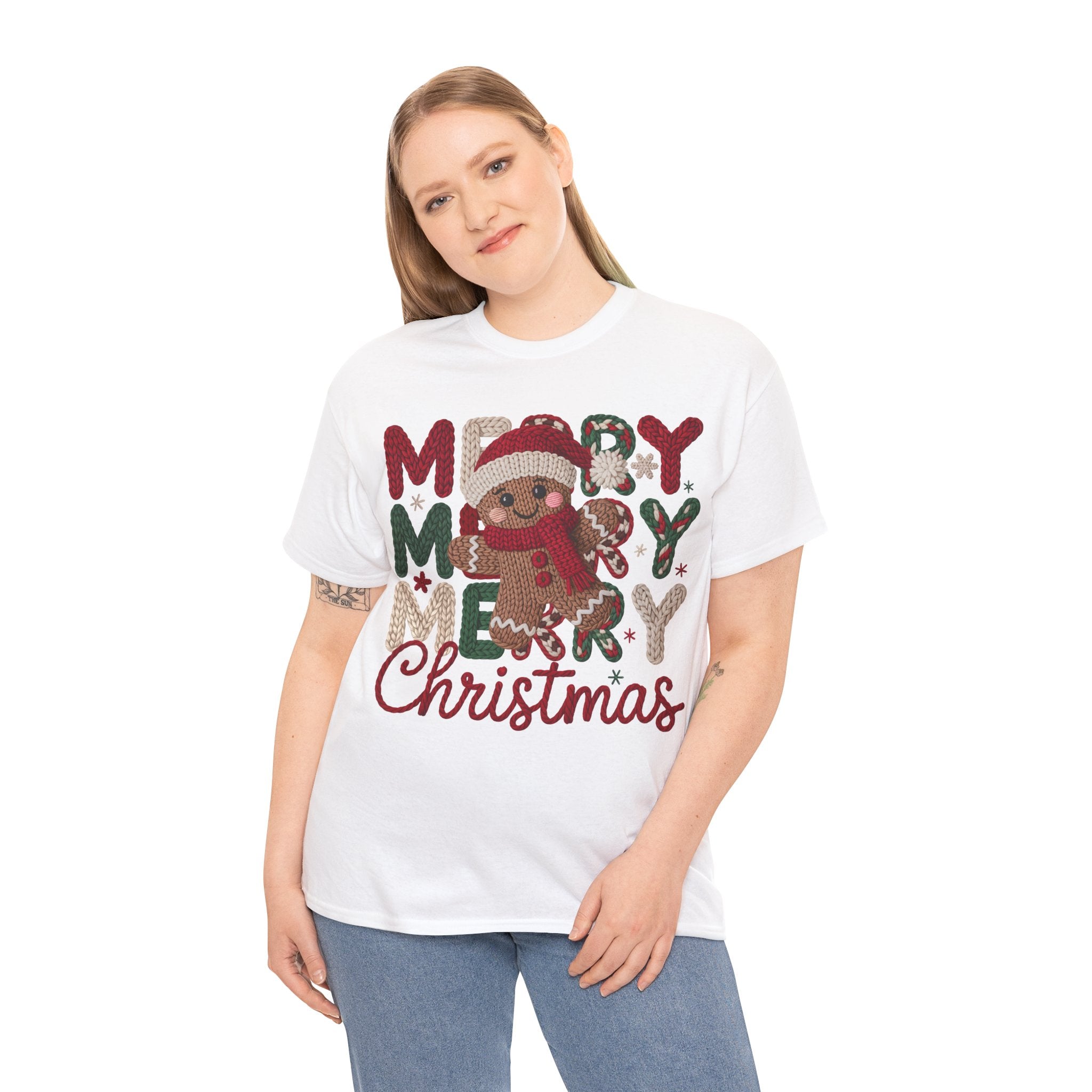 Merry Merry Merry Christmas Gingerbread Unisex Cotton Tee