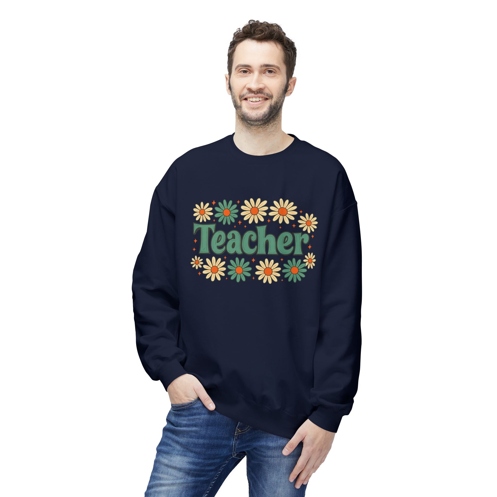 Teacher Floral Crewneck Sweatshirt