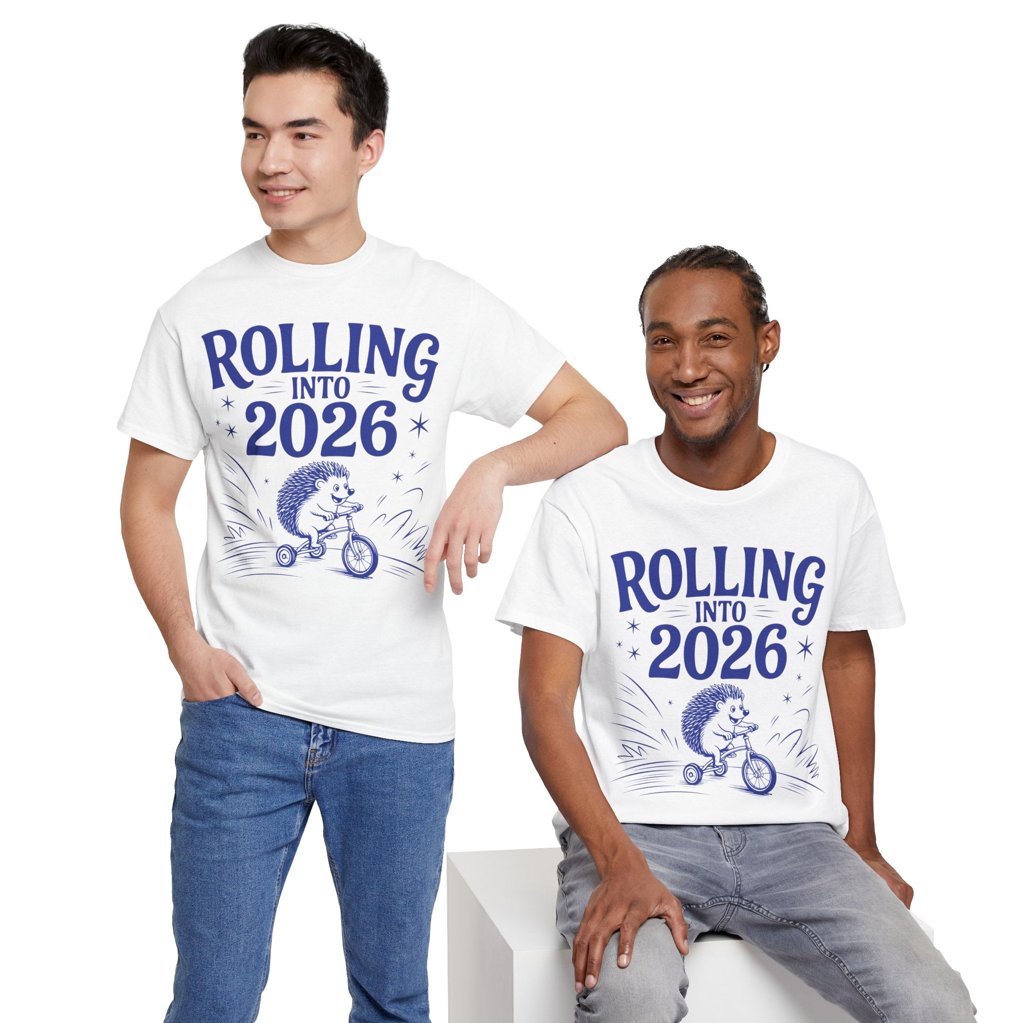 Rolling Into 2026 Hedgehog Tricycle Unisex Cotton Tee