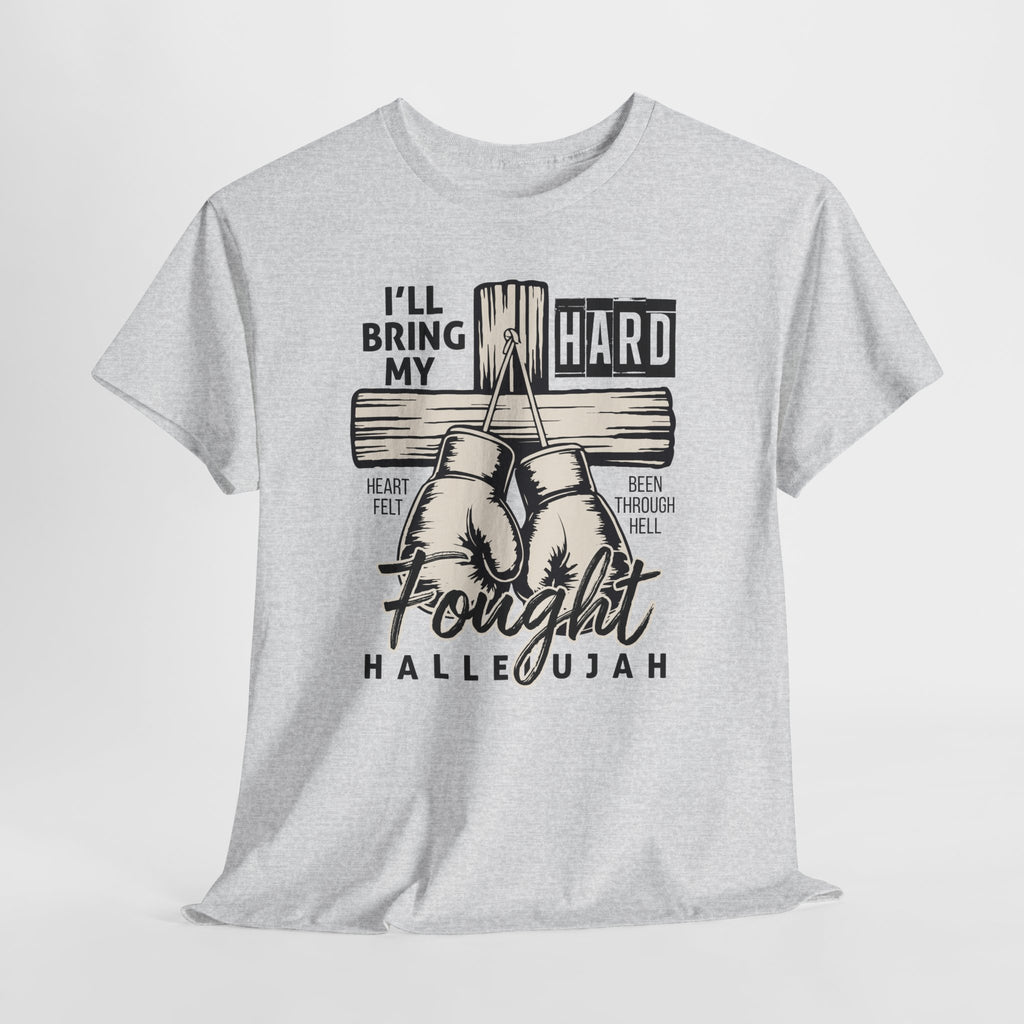 Christian Boxing Gloves Cross Tee — "I’ll Bring My Hard-Fought Heart."Unisex Cotton Tee