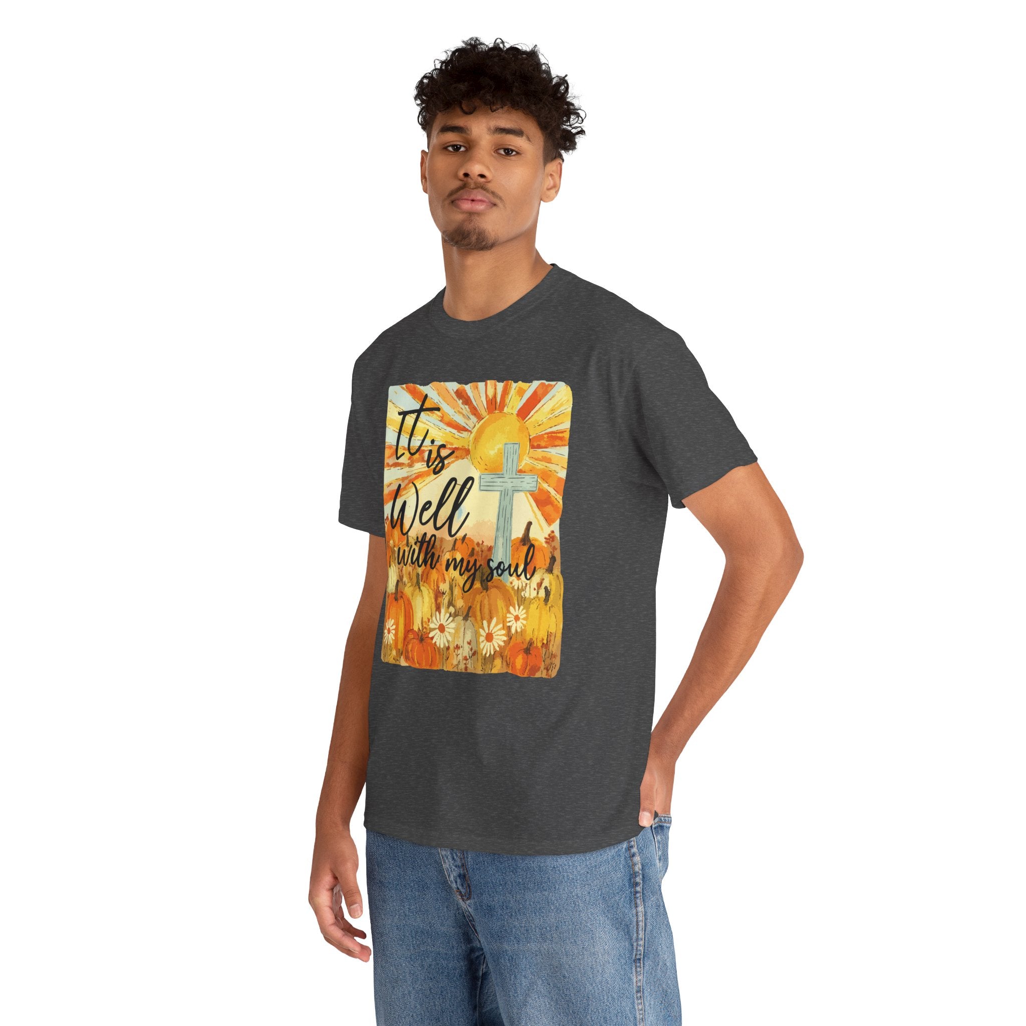It Is Well With My Soul Pumpkin Sunrise Unisex Cotton T-Shirt