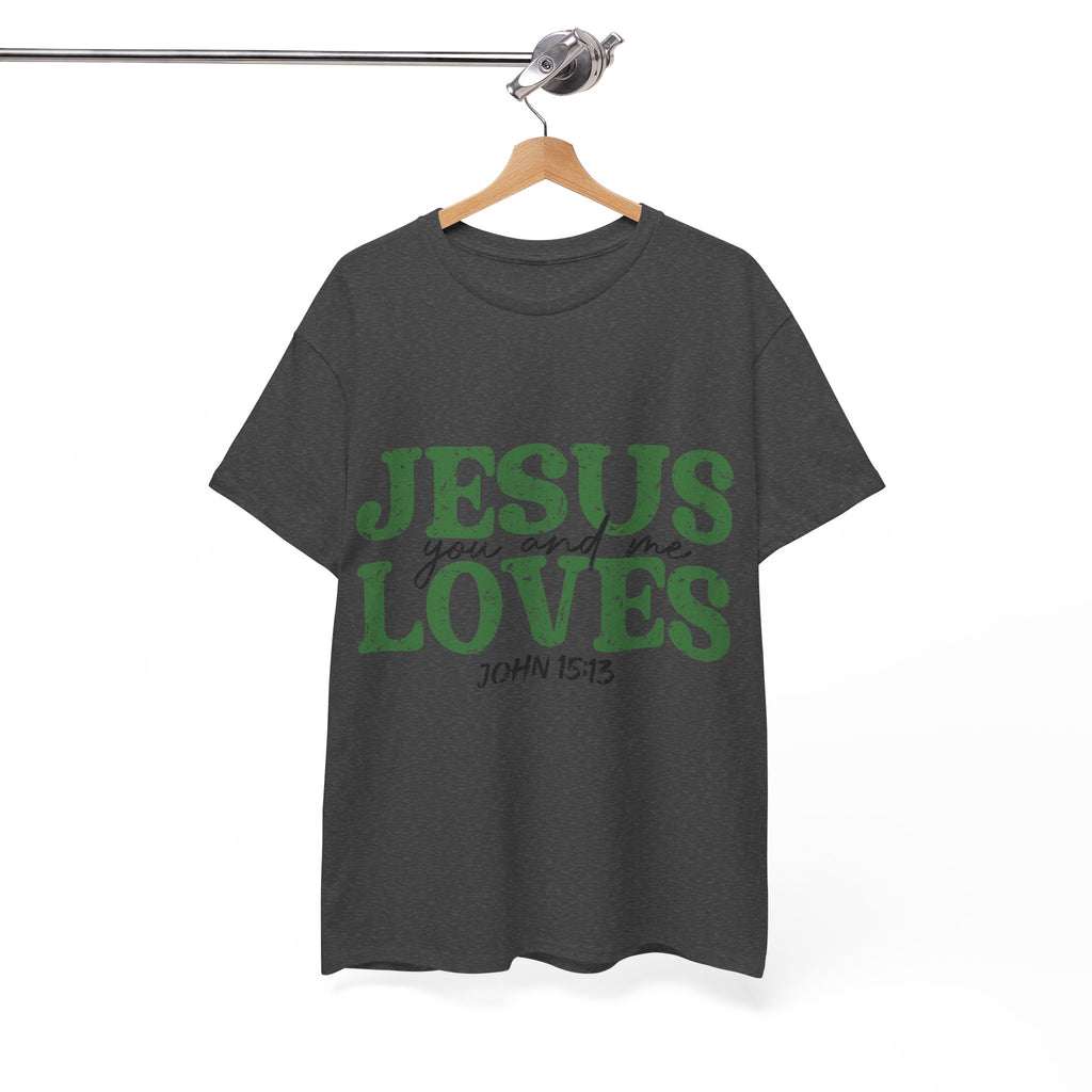 Jesus Loves Vintage Tee — Green Retro Christian Unisex Cotton T-Shirt