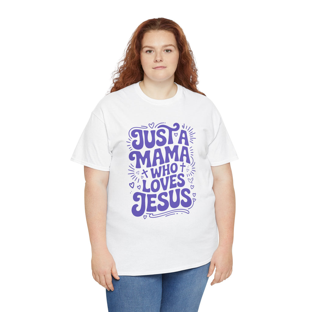 Mama Who Loves Jesus T-Shirt — Bright Green Bubbly Faith Unisex Cotton Tee