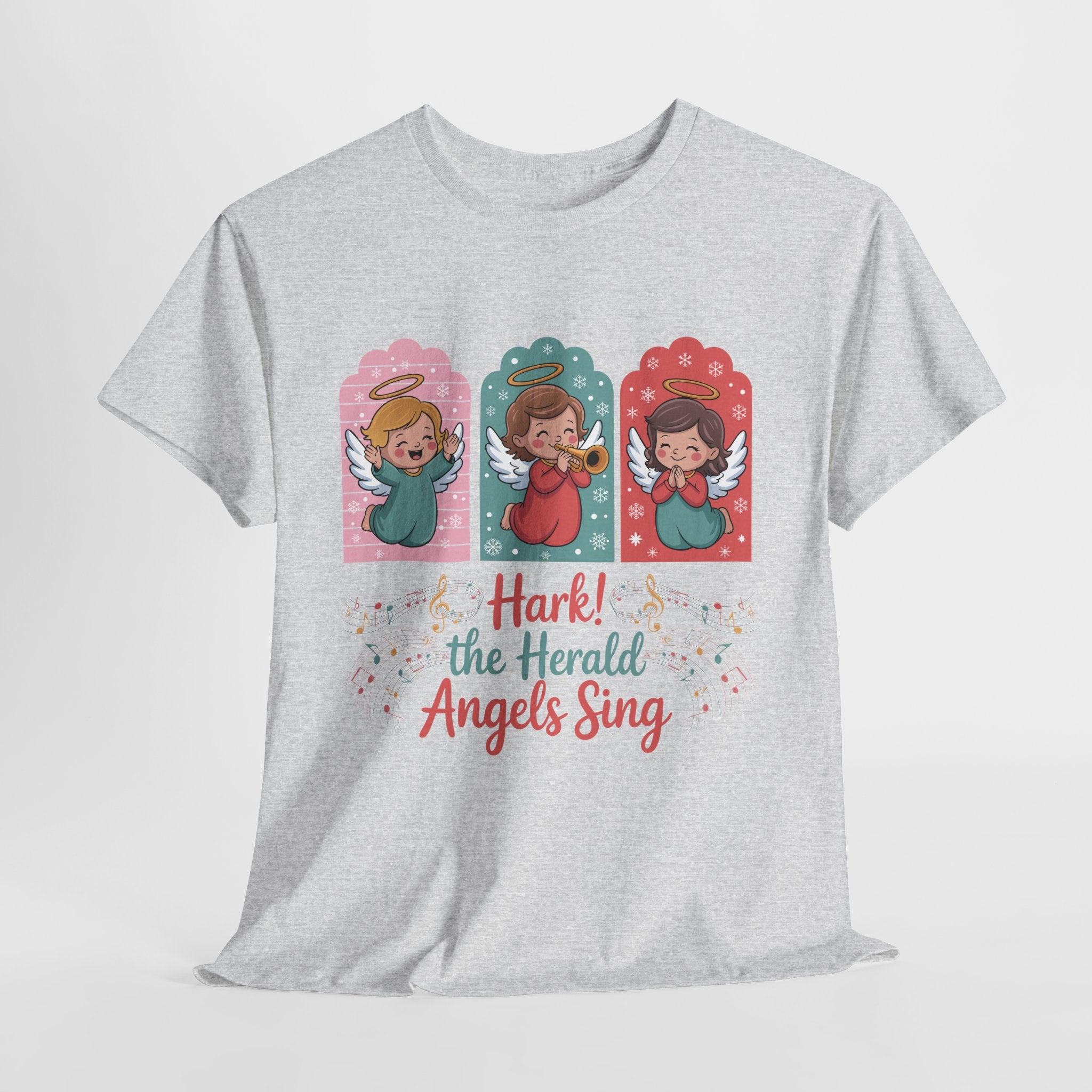 Hark! The Herald Angels Sing Tee — Three Singing Angels Christmas Unisex Cotton T-Shirt