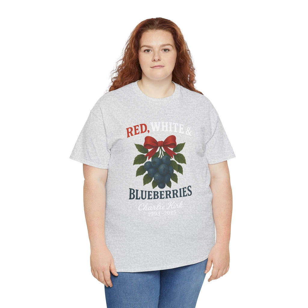 Red, White & Blueberries T-Shirt — Patriotic Blueberry Graphic Unisex Cotton Tee