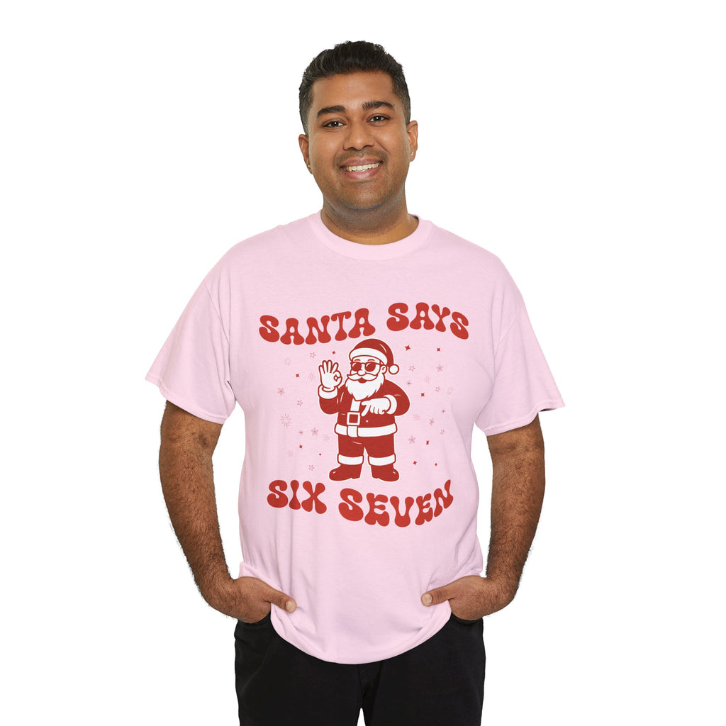 Retro 'Santa Says Six Seven' Christmas Unisex Cotton Tee