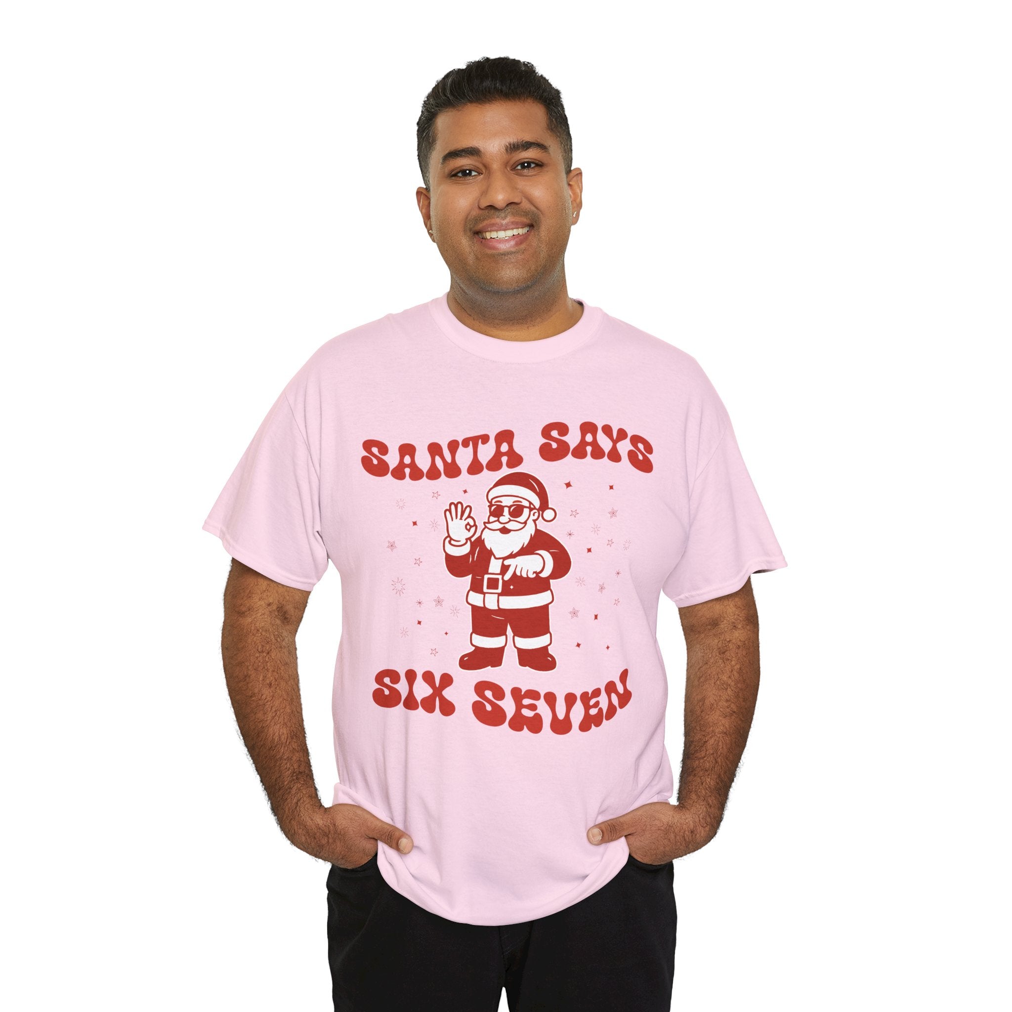Retro 'Santa Says Six Seven' Christmas Unisex Cotton Tee