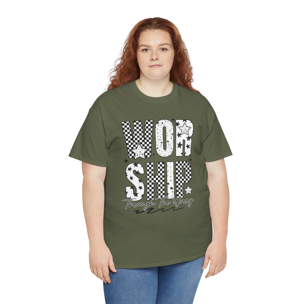 WORSHIP Through The Worry Checkerboard Unisex Cotton Tee