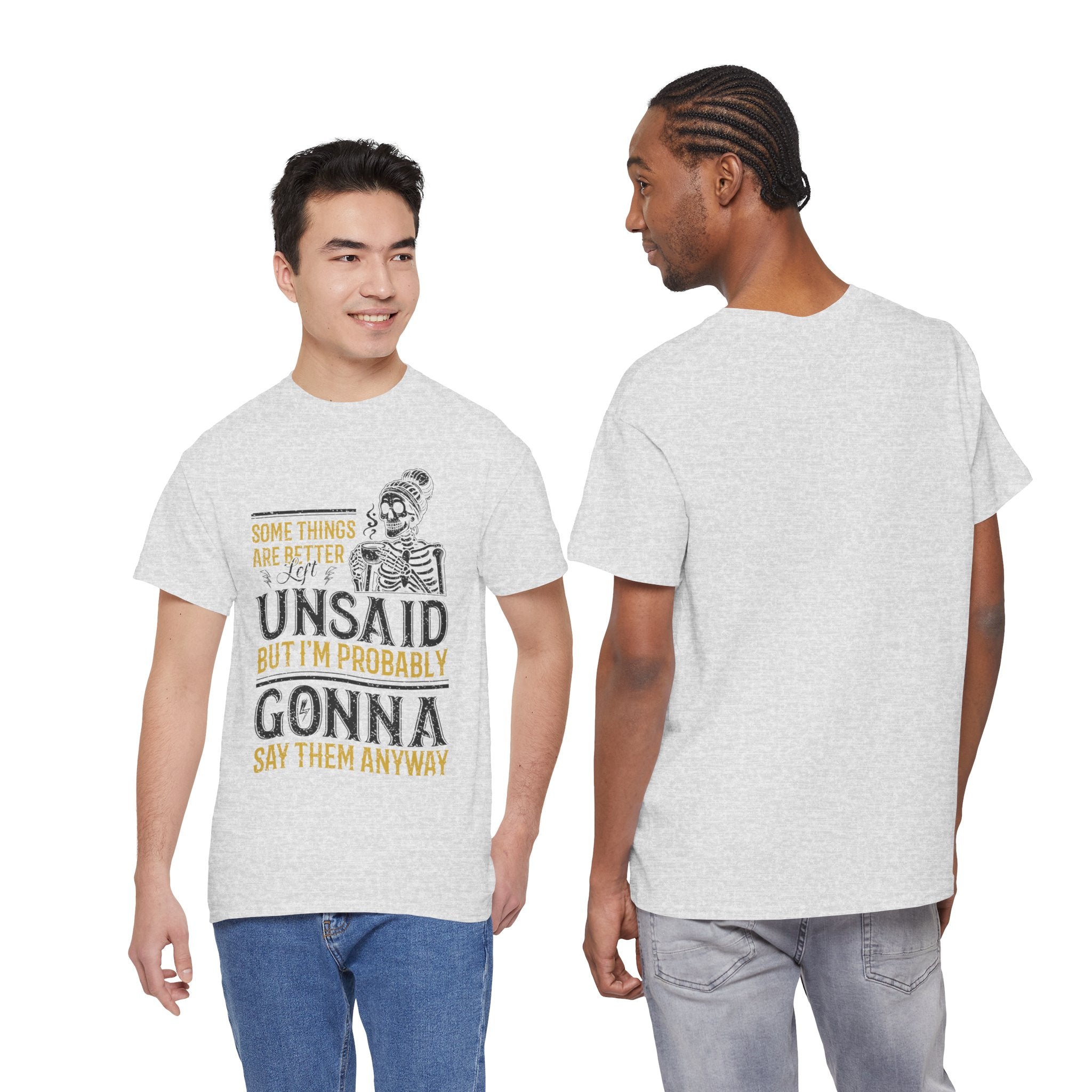 Distressed Yellow "Some Things Are Better Left Unsaid"Unisex Cotton Tee