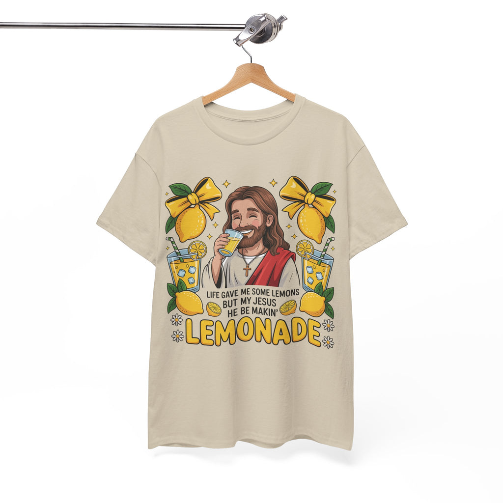 Jesus Drinking Lemonade T-Shirt — "Life Gave Me Some Lemons" Christian Unisex Cotton Tee