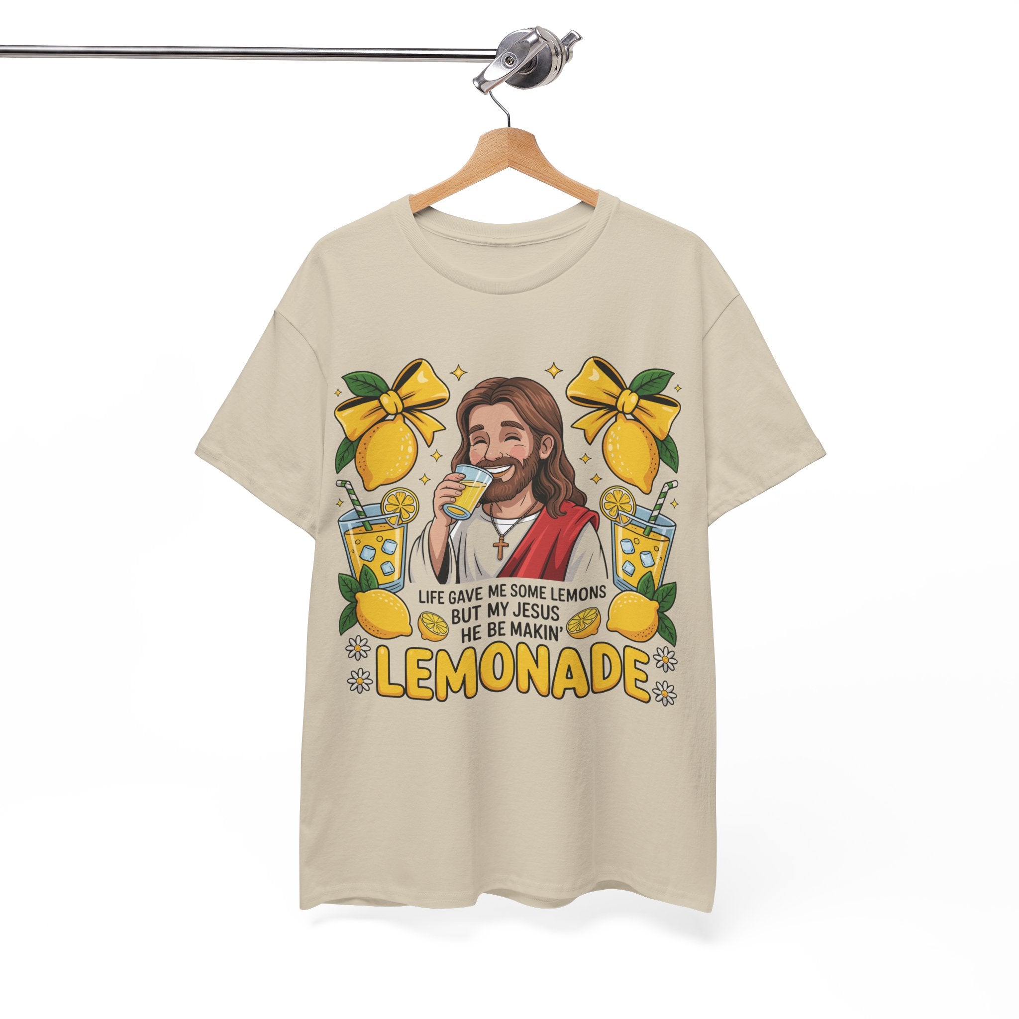 Jesus Drinking Lemonade T-Shirt — "Life Gave Me Some Lemons" Christian Unisex Cotton Tee