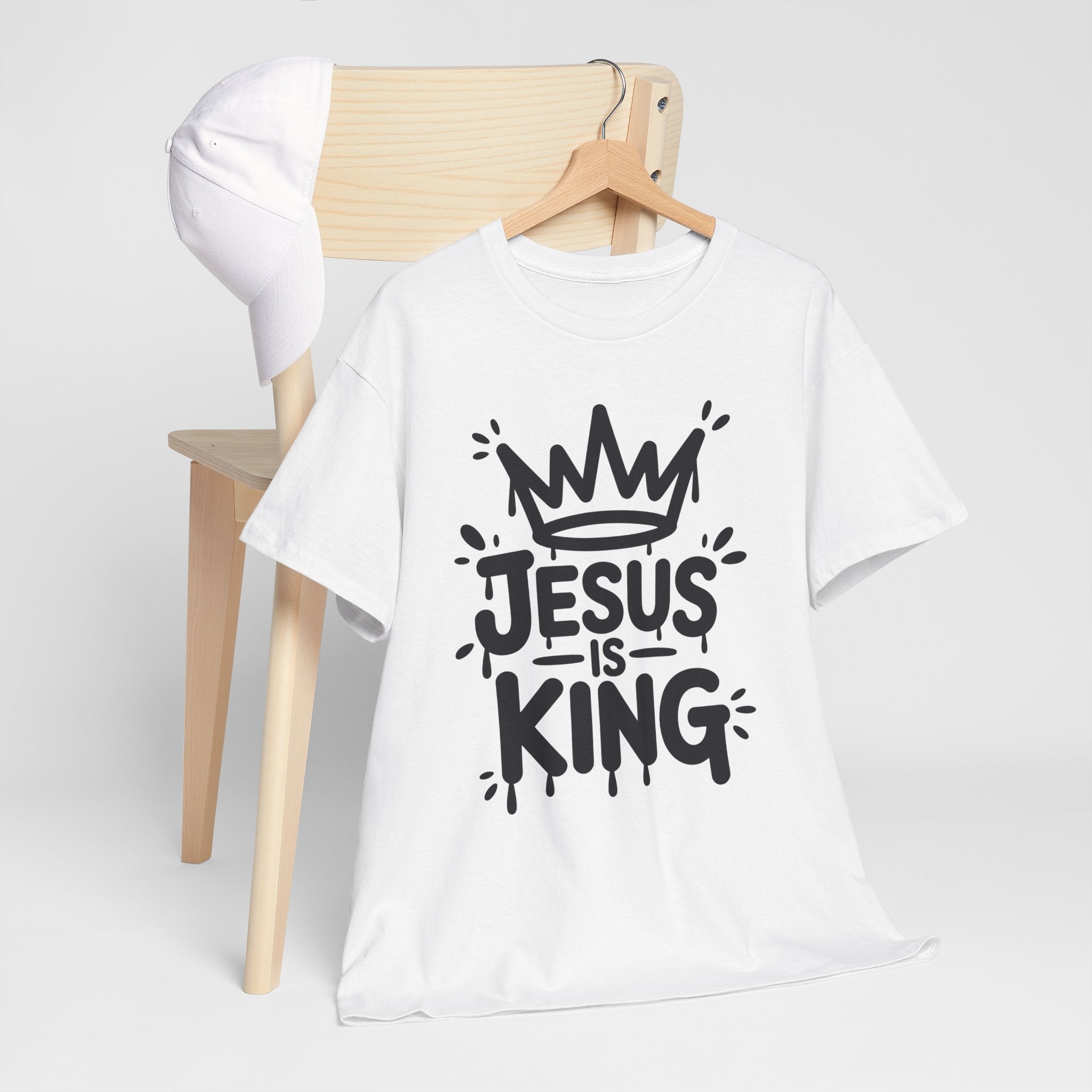 Jesus Is King Crown T-Shirt — Minimalist Christian Unisex Cotton Tee