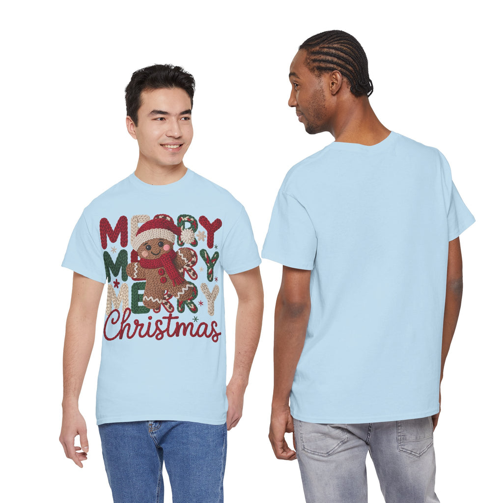 Merry Merry Merry Christmas Gingerbread Unisex Cotton Tee