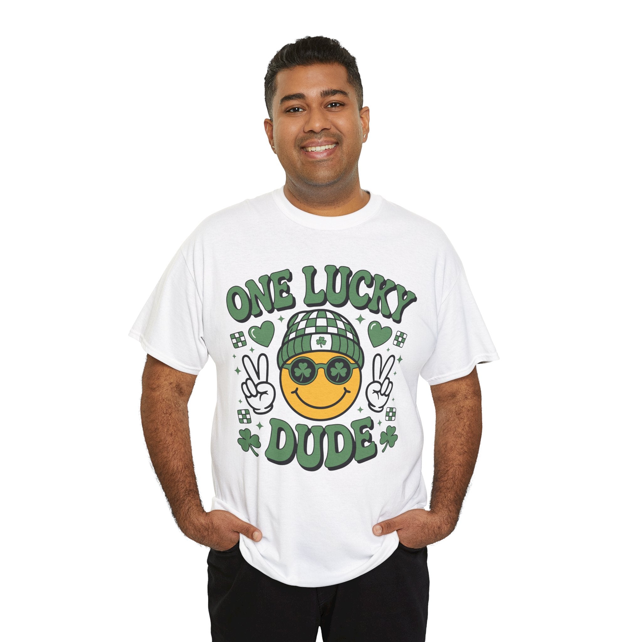 One Lucky Dude Shamrock Tee — St. Patrick's Day Smiley Unisex Cotton Tshirt