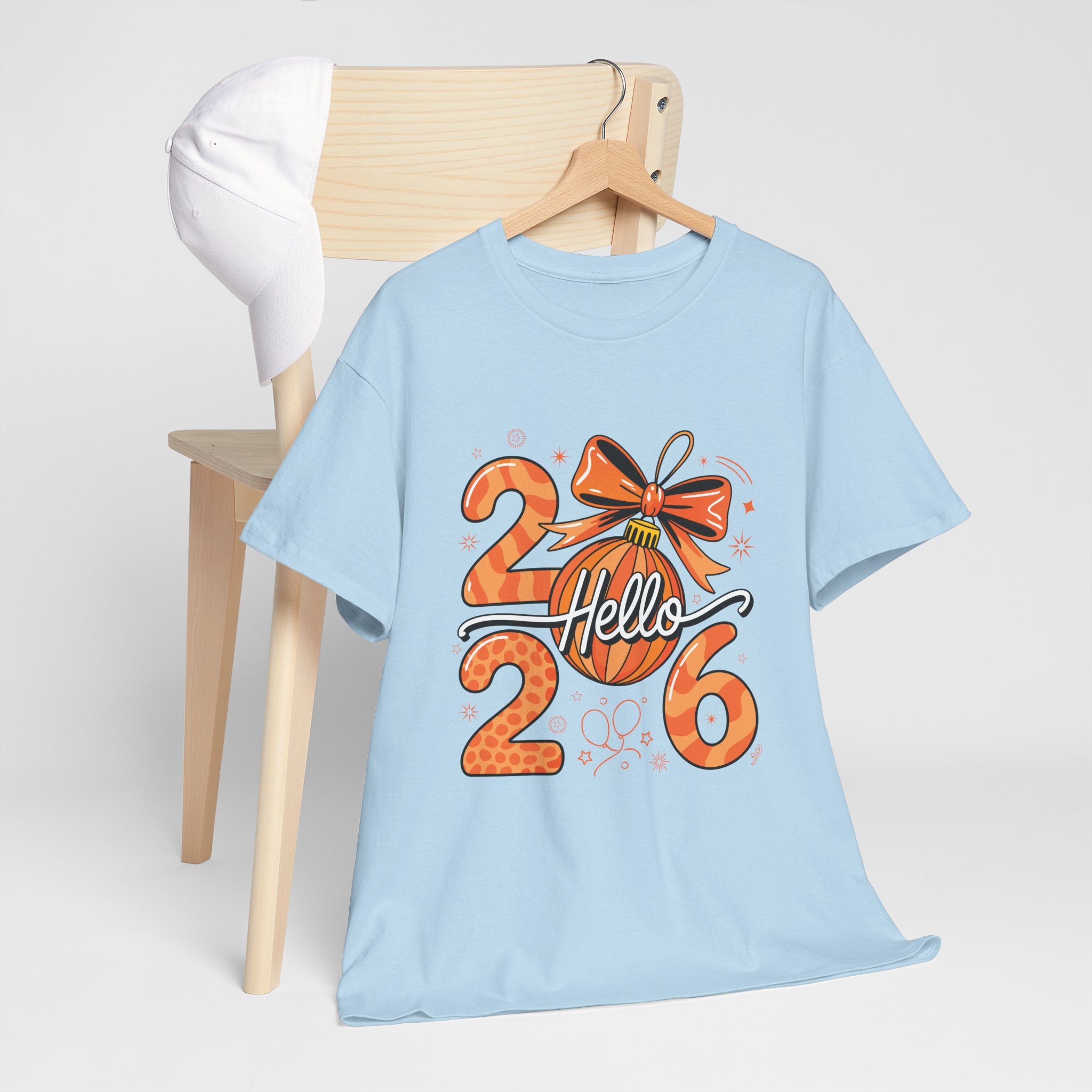 Hello 2026 Christmas Ornament Tee — Festive Orange Holiday Unisex Cotton T-Shirt
